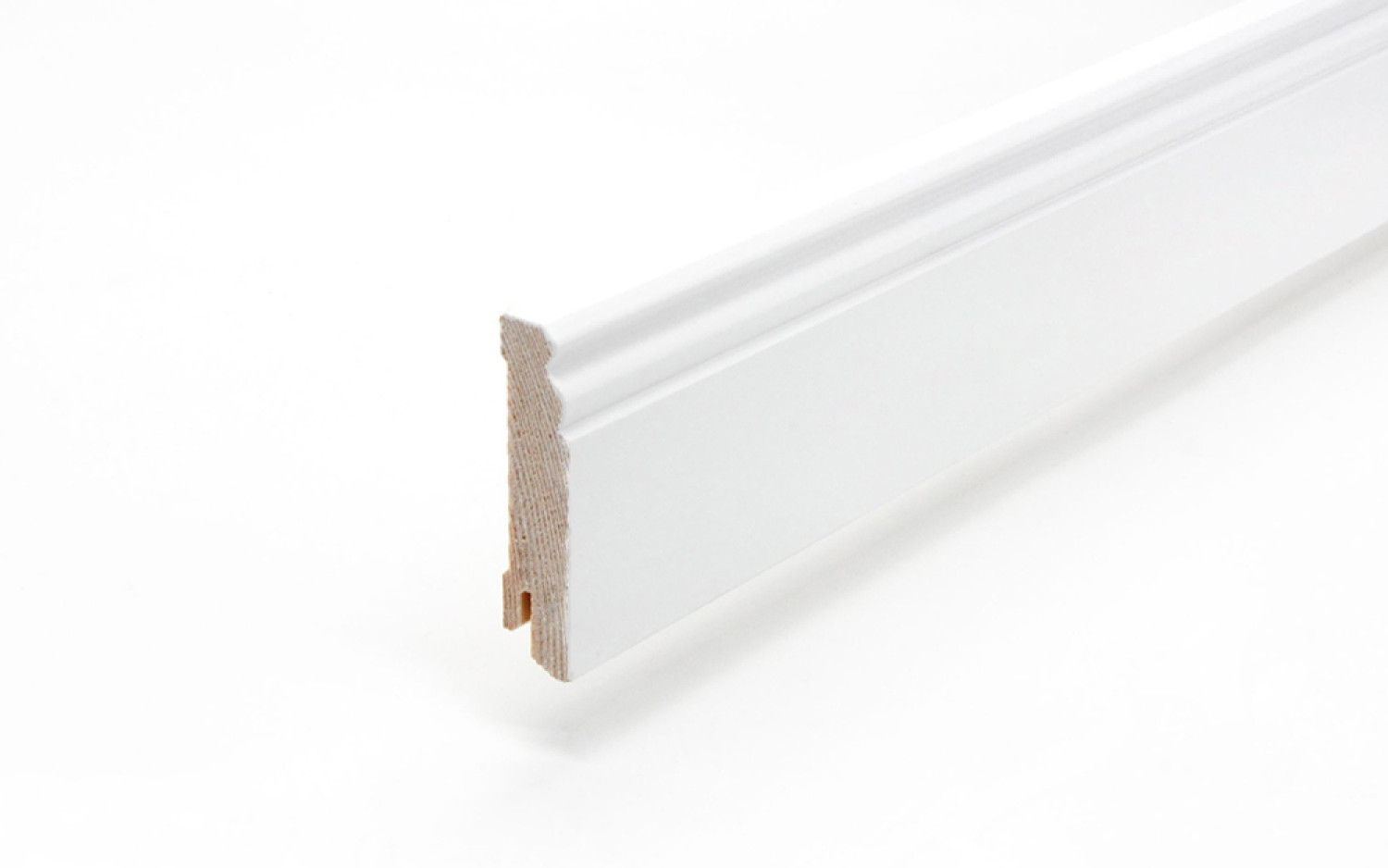 Sockelleiste 18 x 80 x 2400 mm Massivholz weiß lackiert Altdeutsch 80 Clip-Nut
