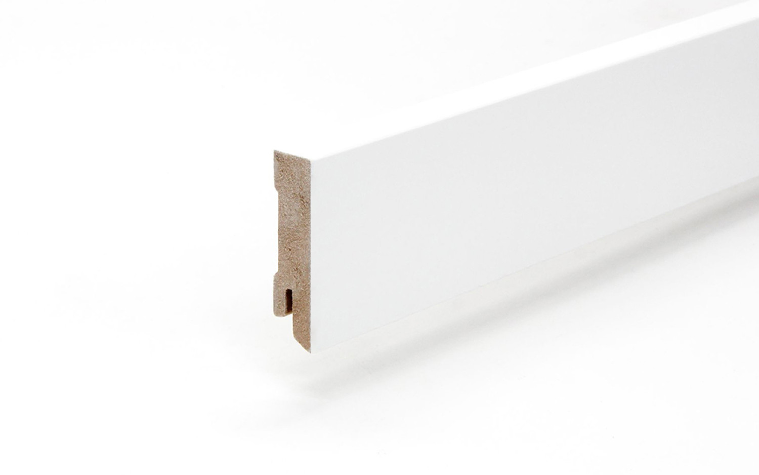 Perspektive von Sockelleiste 16 x 60 x 2440 mm MDF weiß gefast Modern 60 Clip-Nut