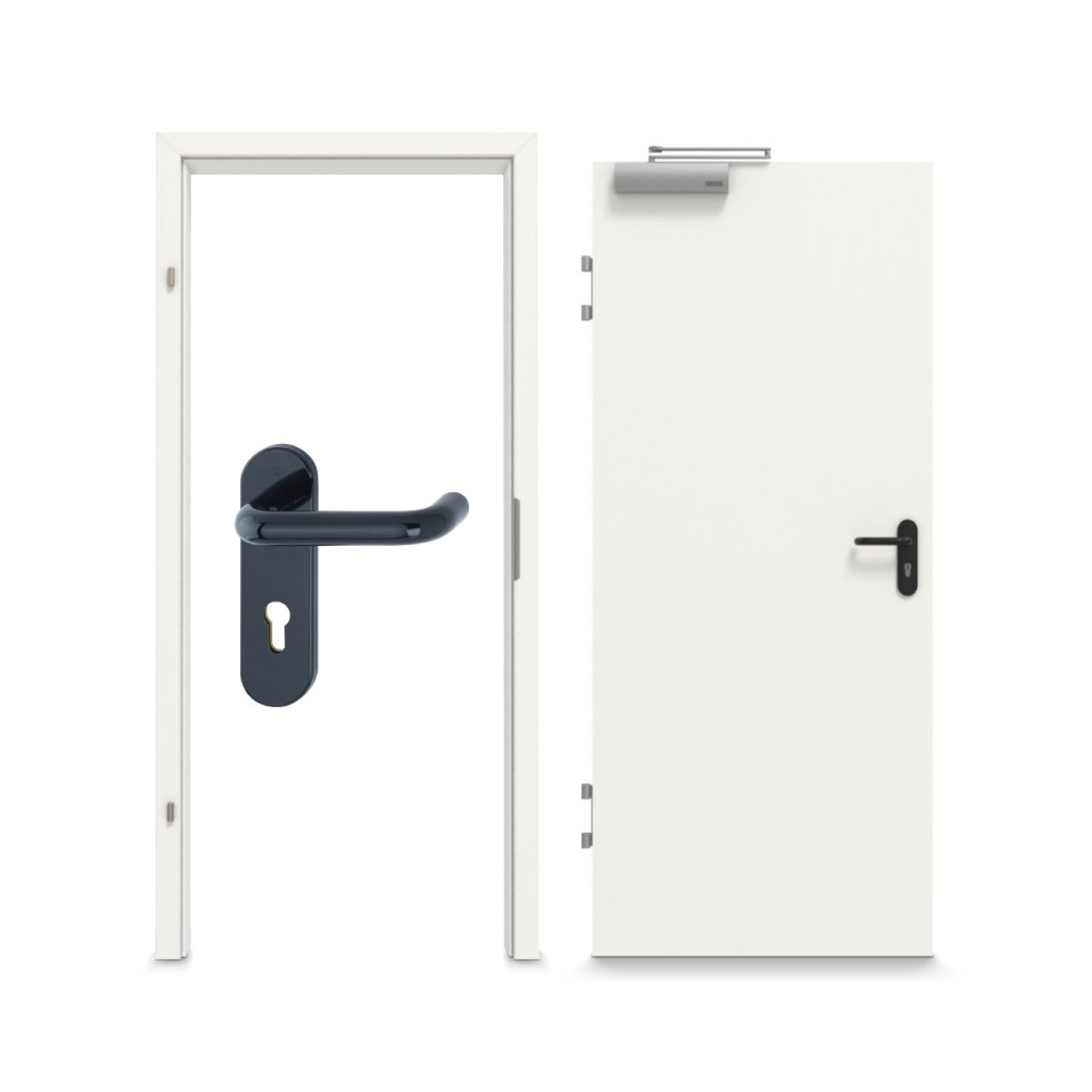 Komplettset-Ansicht von GARANT Rauchschutztür-Set T30 Weißlack RAL 9016 CePaL inkl. Zarge