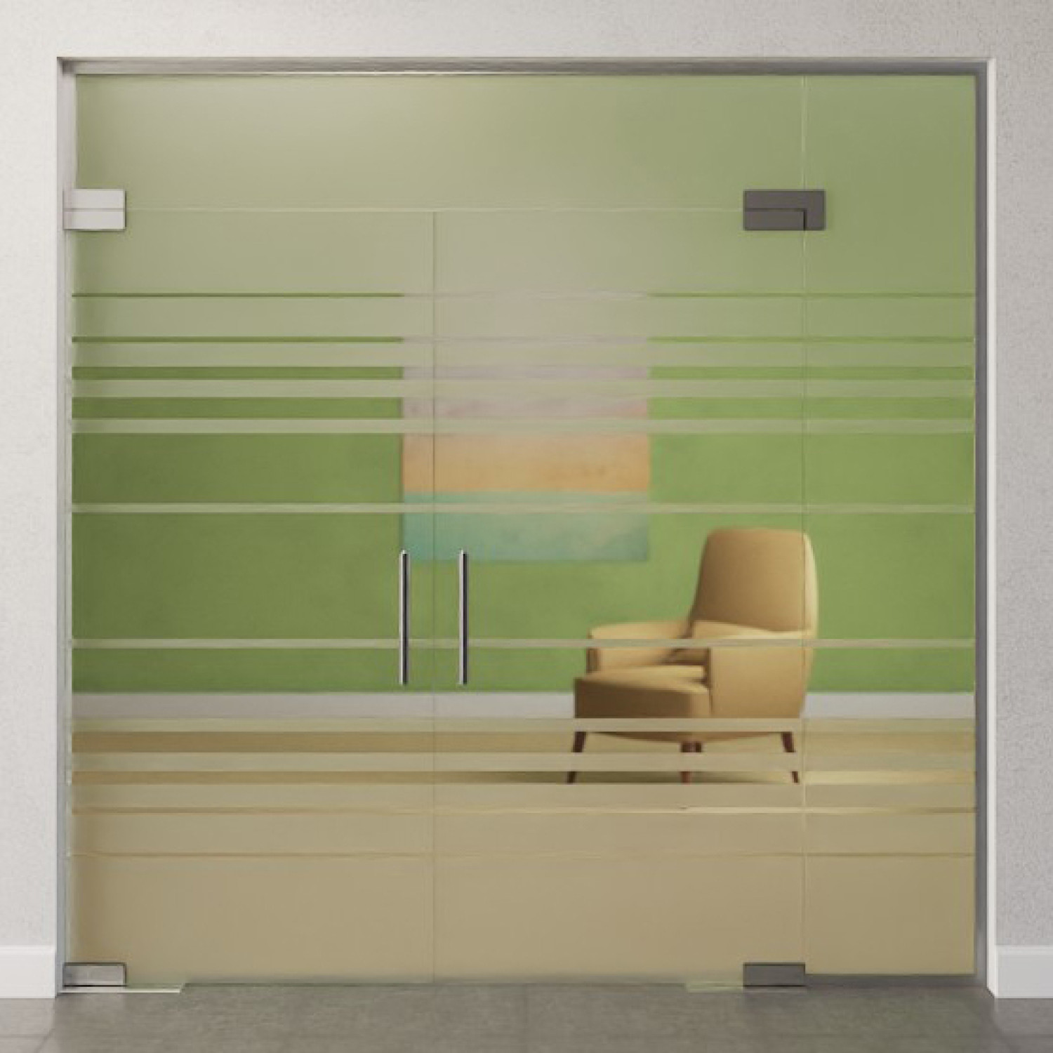 Bild von Selina Motiv klar 2-flg. Glaspendeltür mit einem Seitenteil und Oberlicht DORMA Mundus BTS Variante 11 - Erkelenz