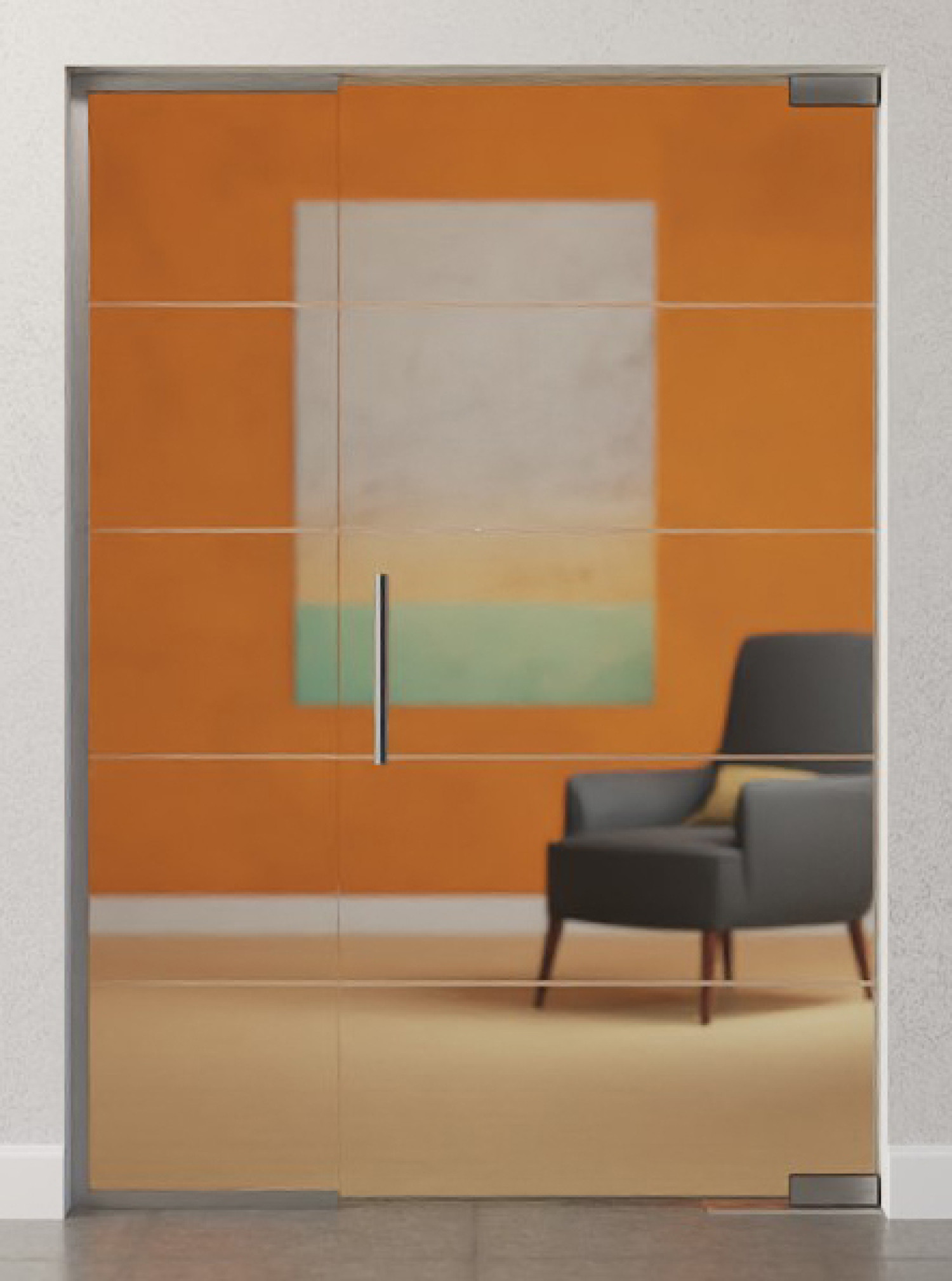 Bild von Prime Motiv matt Glaspendeltür mit festem Seitenteil DORMA Mundus BTS Variante 2 - Erkelenz
