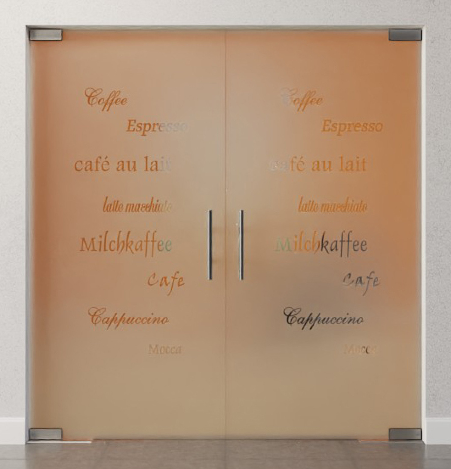 Bild von Cafe 2 Motiv klar 2-flg. Glaspendeltür DORMA Mundus BTS Variante 4 - Erkelenz