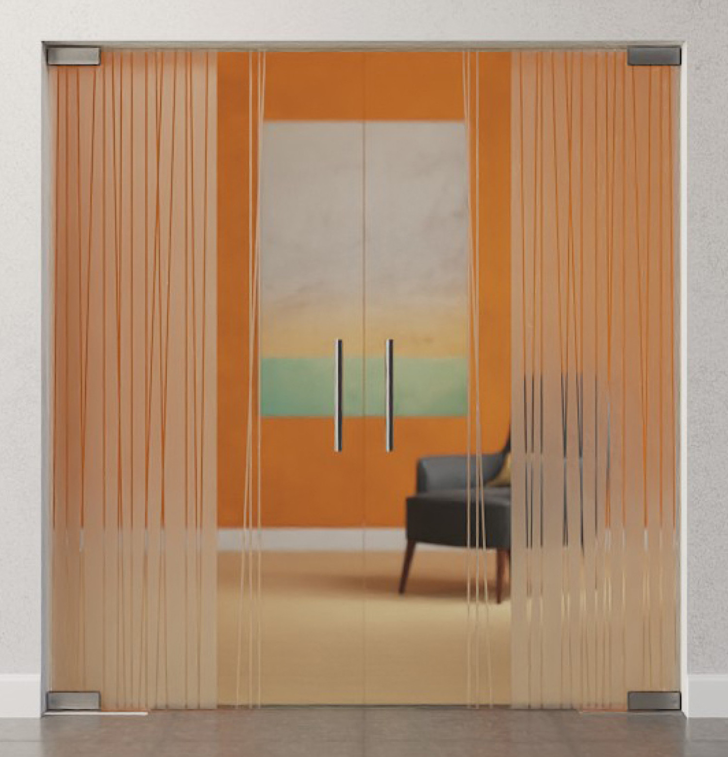 Bild von Linie 1 Motiv matt 2-flg. Glaspendeltür DORMA Mundus BTS Variante 4 - Erkelenz