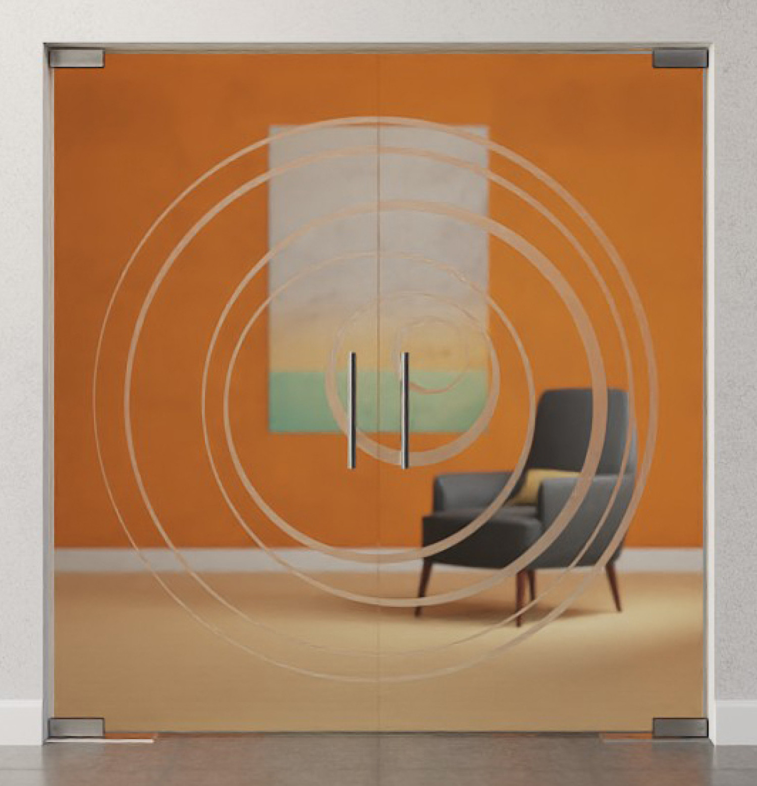 Bild von Lira Motiv matt 2-flg. Glaspendeltür DORMA Mundus BTS Variante 4 - Erkelenz
