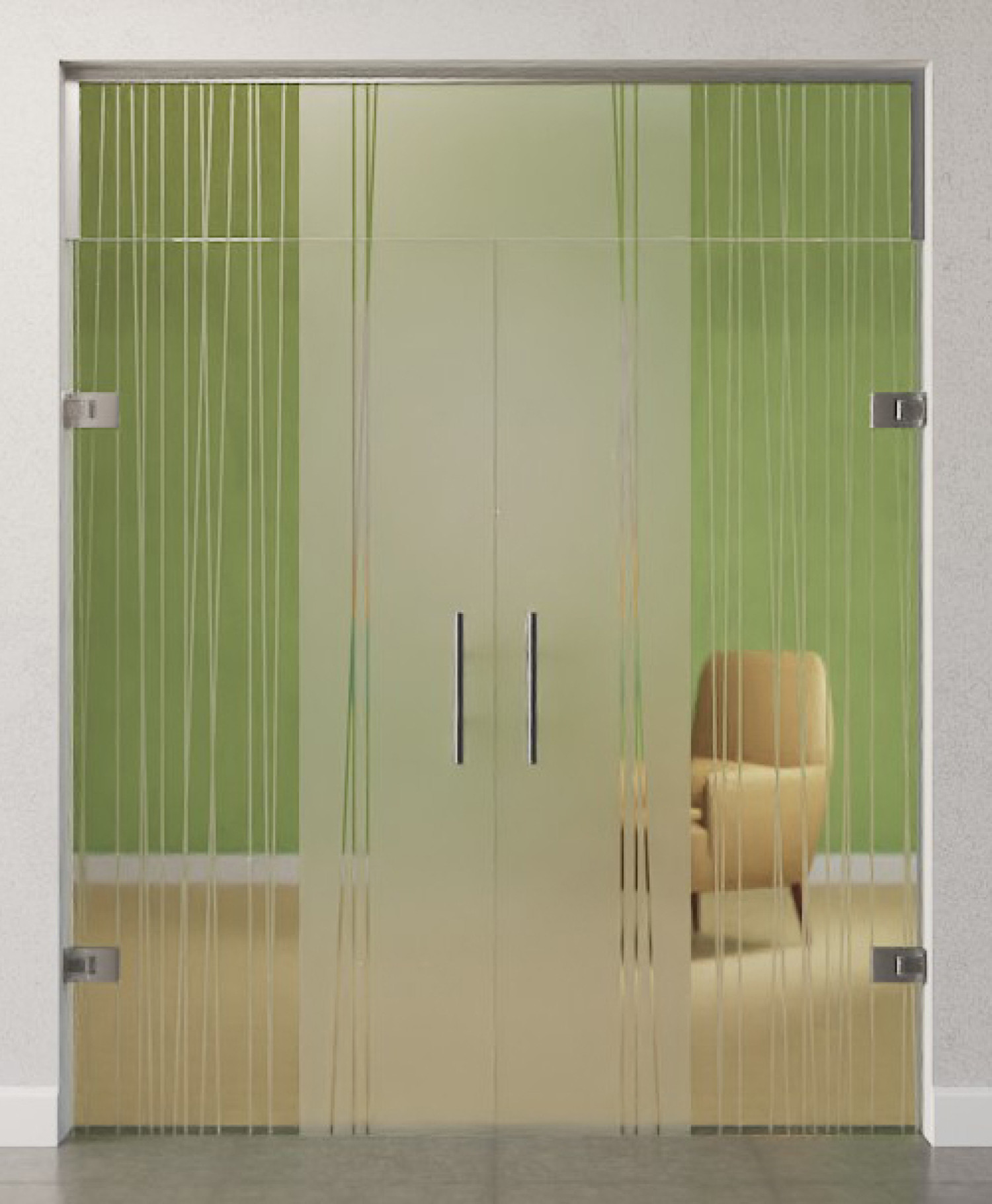 Bild von Linie 1 Motiv klar 2-flg. Glaspendeltür mit Oberlicht DORMA Tensor Variante 2 - Erkelenz