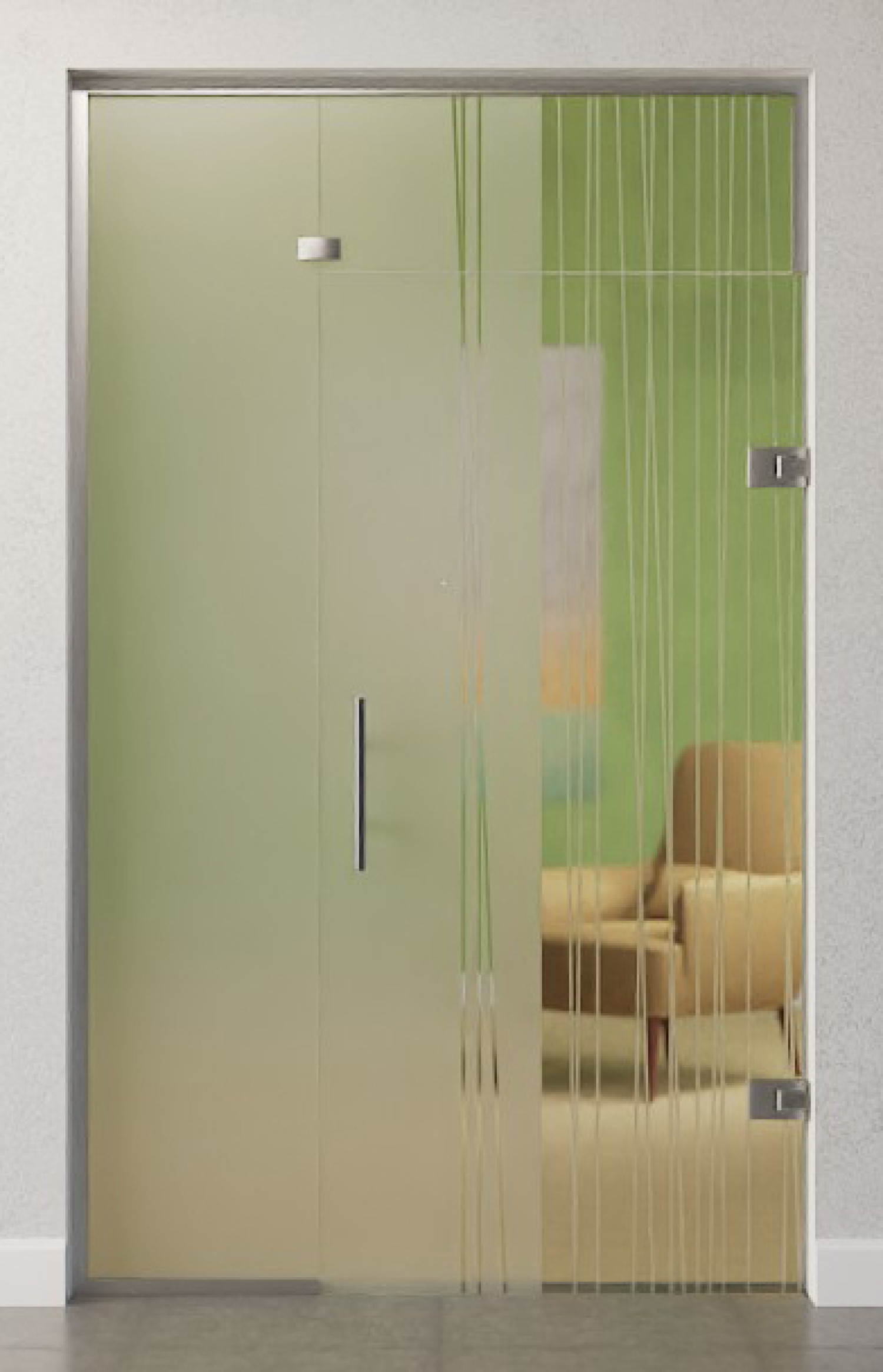 Bild von Linie 1 Motiv klar Glaspendeltür mit festem Seitenteil und Oberlicht DORMA Tensor Variante 3 - Erkelenz