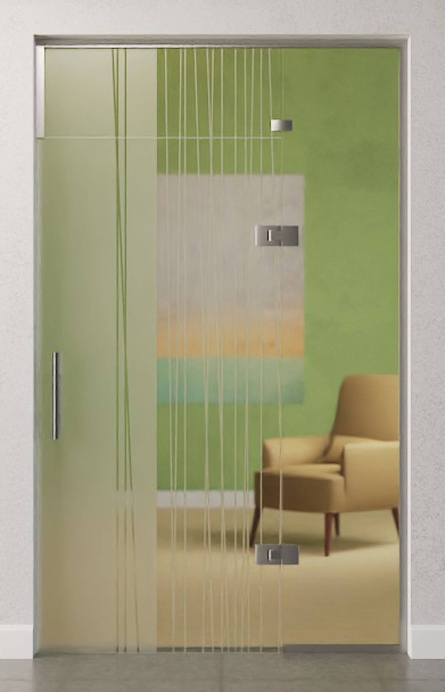 Bild von Linie 1 Motiv klar Glaspendeltür mit festem Seitenteil und Oberlicht DORMA Tensor Glas an Glas Variante 4 - Erkelenz