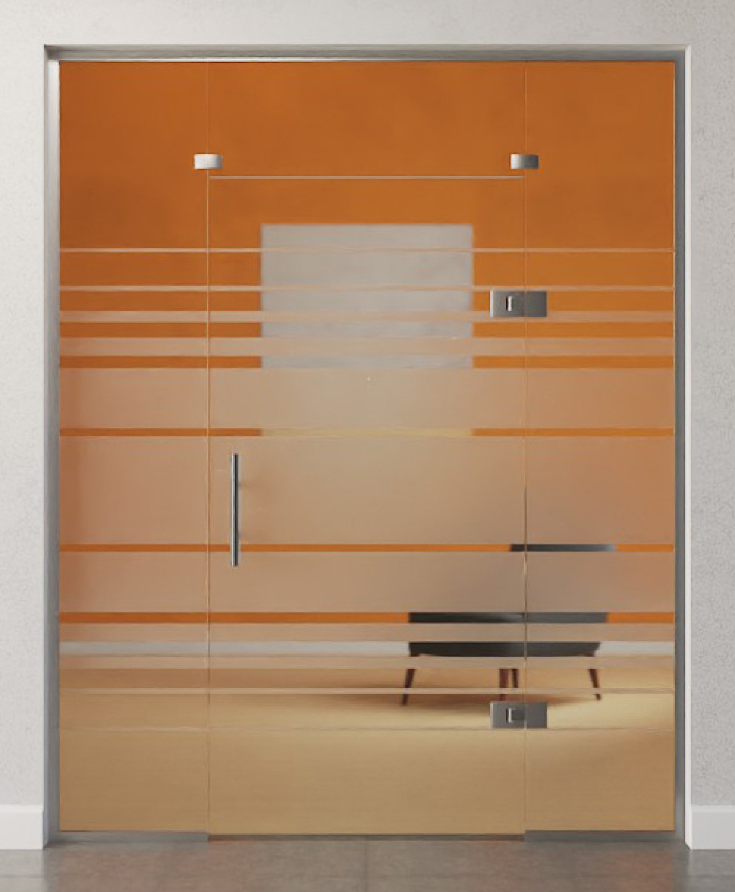 Bild von Selina Motiv matt Glaspendeltür mit zwei festen Seitenteilen und Oberlicht DORMA Tensor Variante 5 - Erkelenz