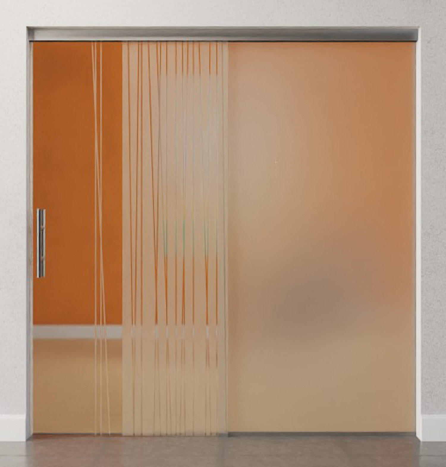 Bild von Linie 1 Motiv matt Glasschiebetür mit festem Seitenteil Sigma Flexible Variante 1 - Erkelenz