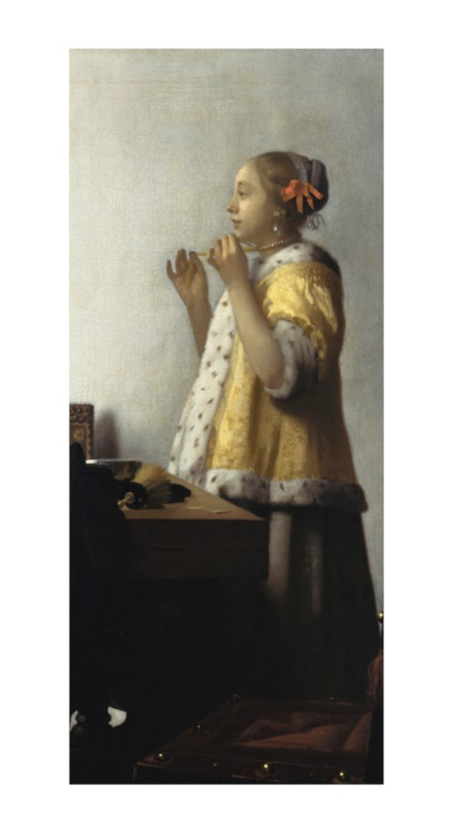 Johannes Vermeer Reproduktion auf eigener Innentür Junge Dame mit Perlenhalsband