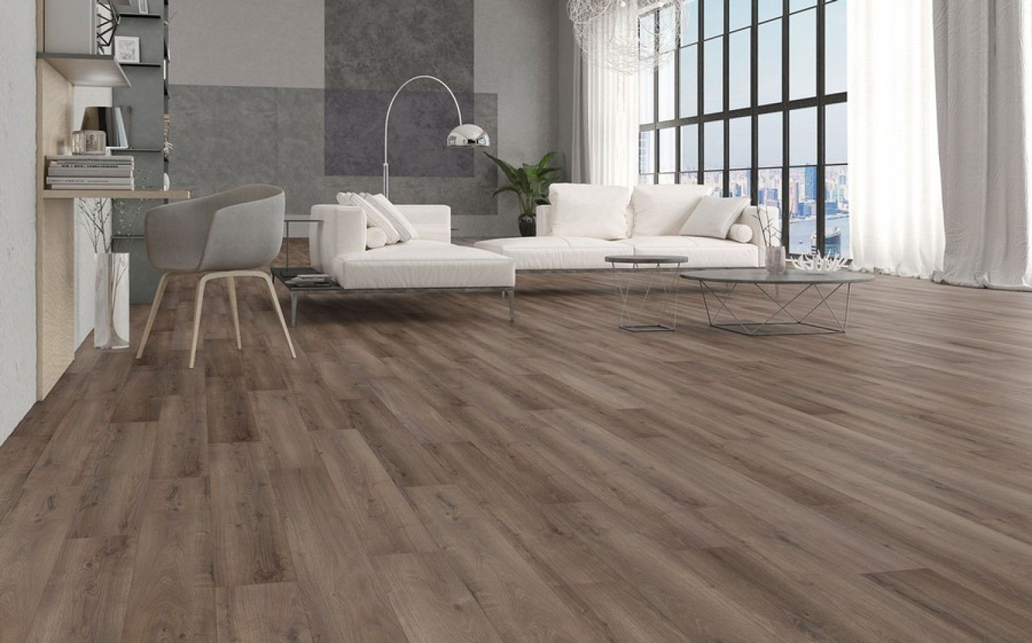 Ansicht von Eiche dunkel strukturiert 1-Stab Living Laminat - Wiparquet