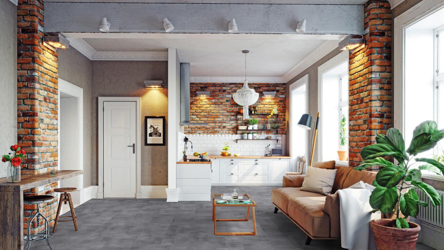 Ansicht von TARKETT Klick-Vinylboden Vintage Zinc Silver Rough Beton iD Click Ultimate 70 The Classics Bild 1