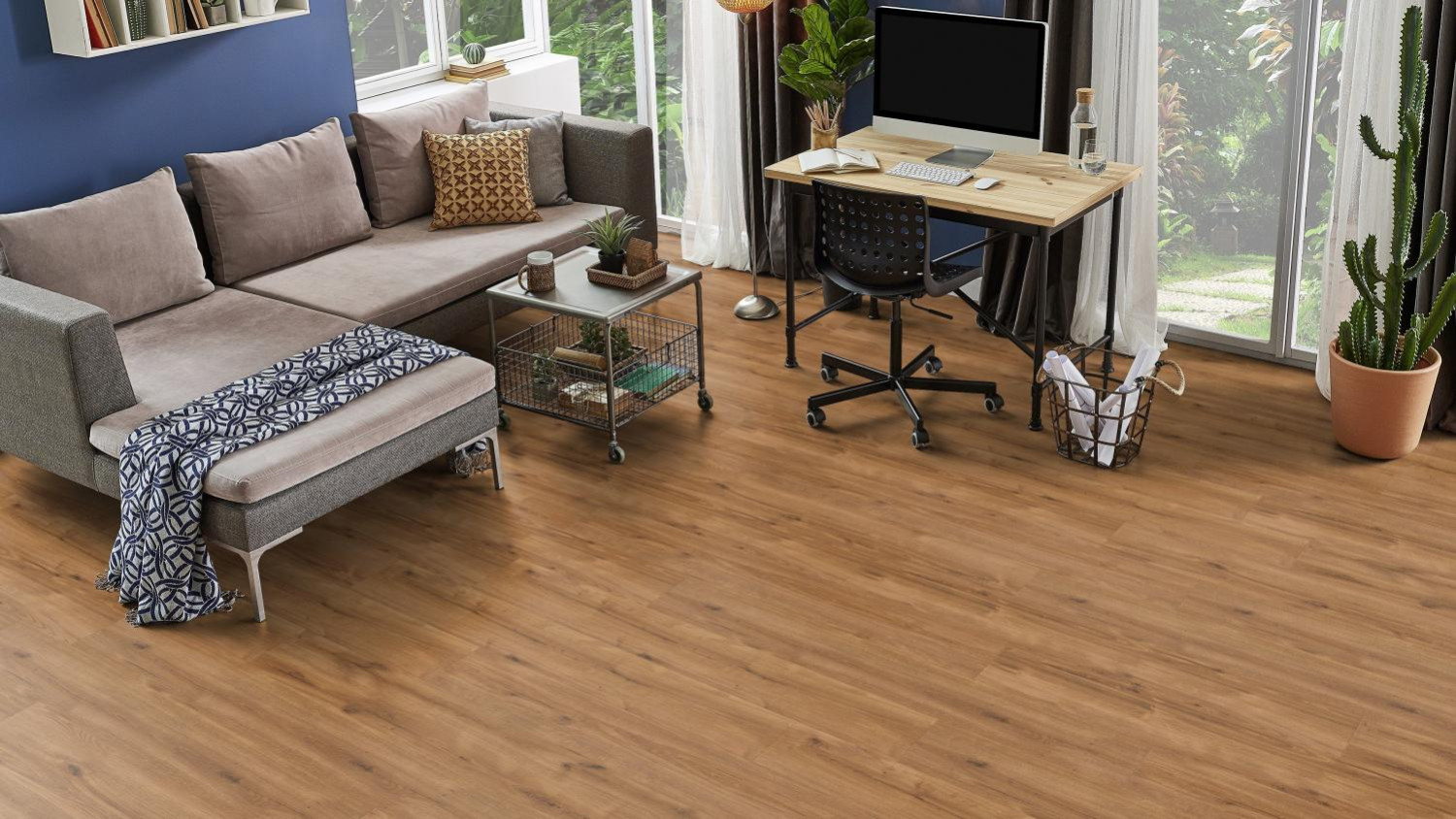Ansicht Schlafzimmer von Eiche Heber synchron strukturiert 1-Stab Natura XL Laminat - Wiparquet