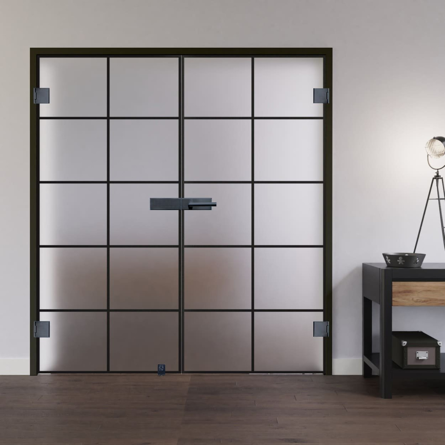 Ansicht von Black Signature DFT 621 Satiniert Ganzglas Doppelflügeltür - Lienbacher Glas
