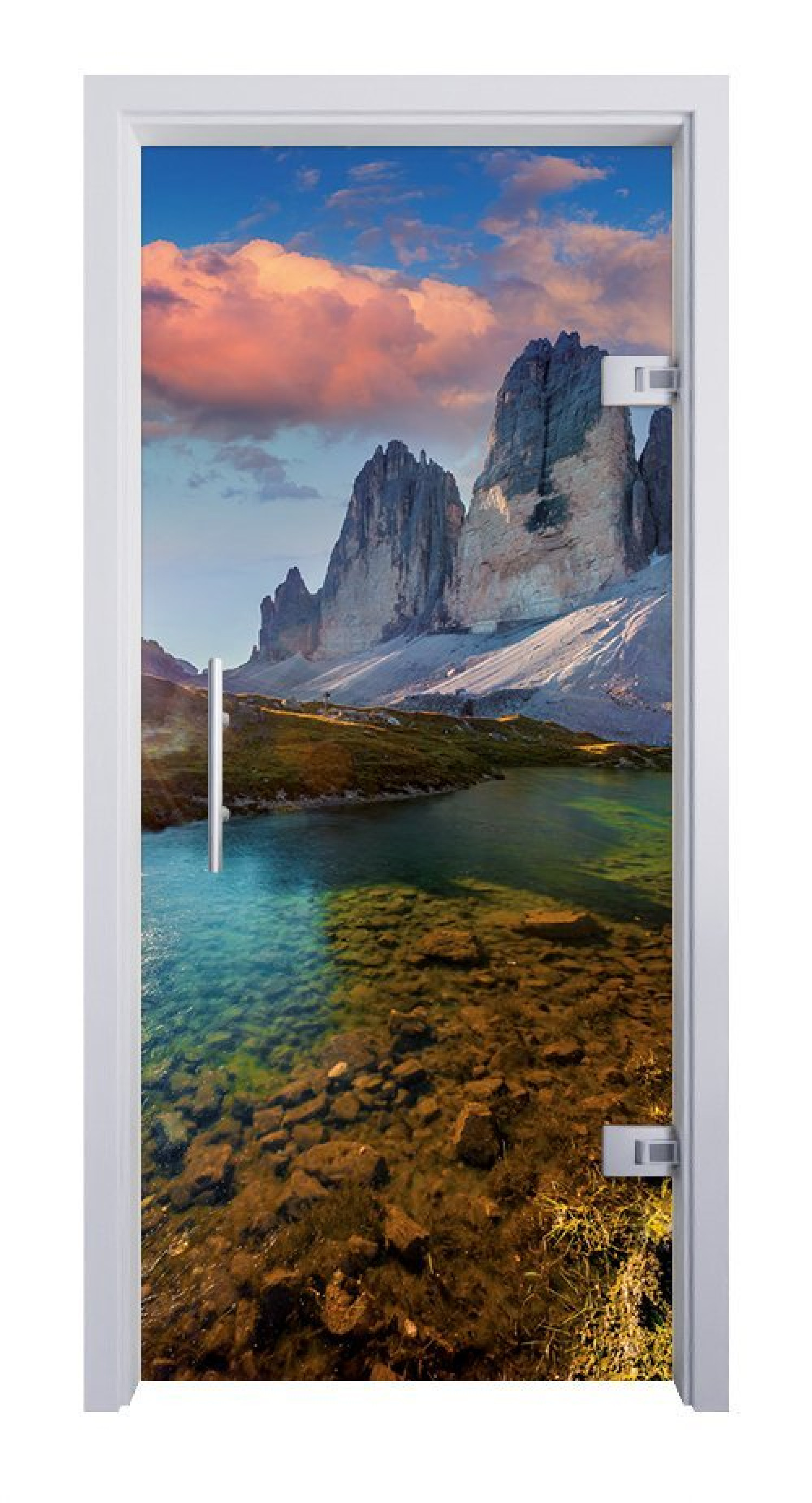 ERKELENZ Glaspendeltür Bergsee Fotoprint