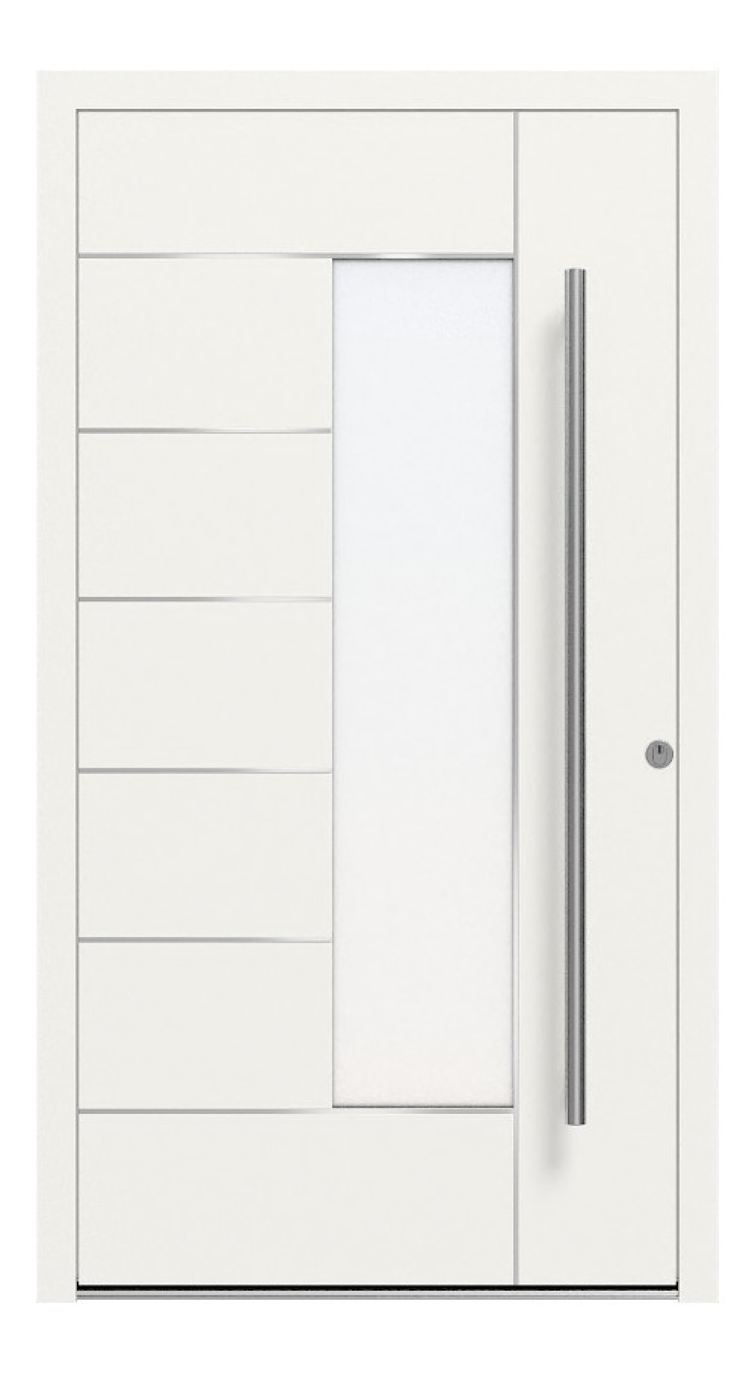 Kneer Haustür Alu AT72 1AF 206 RAL 9016-RAL 9016 Frontansicht außen