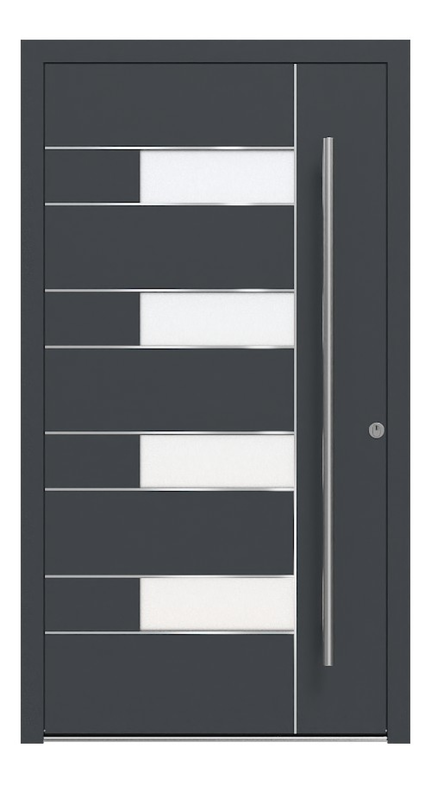 Kneer Haustür Alu AT72 1AF 208 RAL 7016-RAL 7016 Frontansicht außen