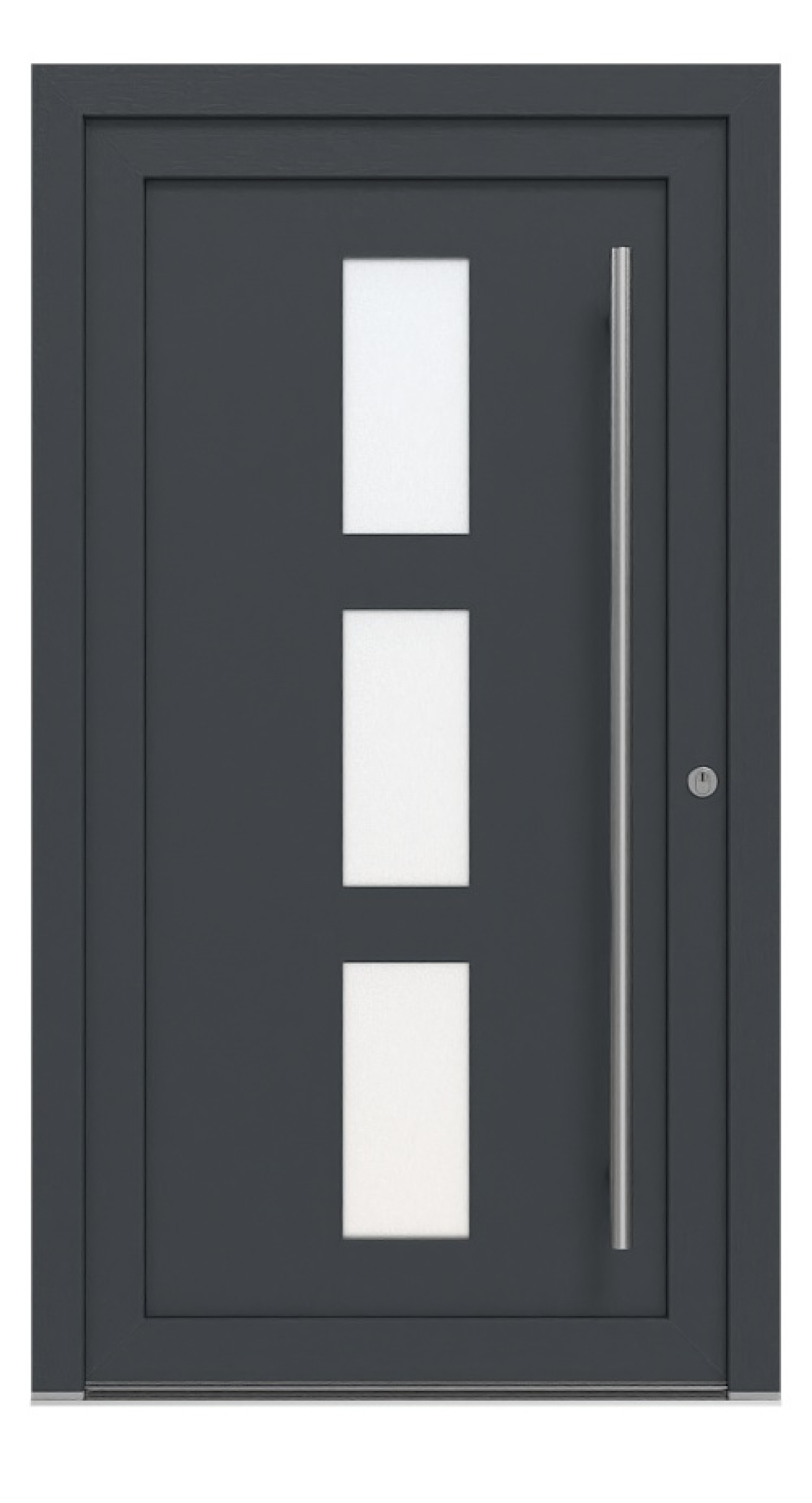 Kneer Haustür Kunststoff KF 404 S 108 RAL 7016-RAL 7016 Frontansicht außen