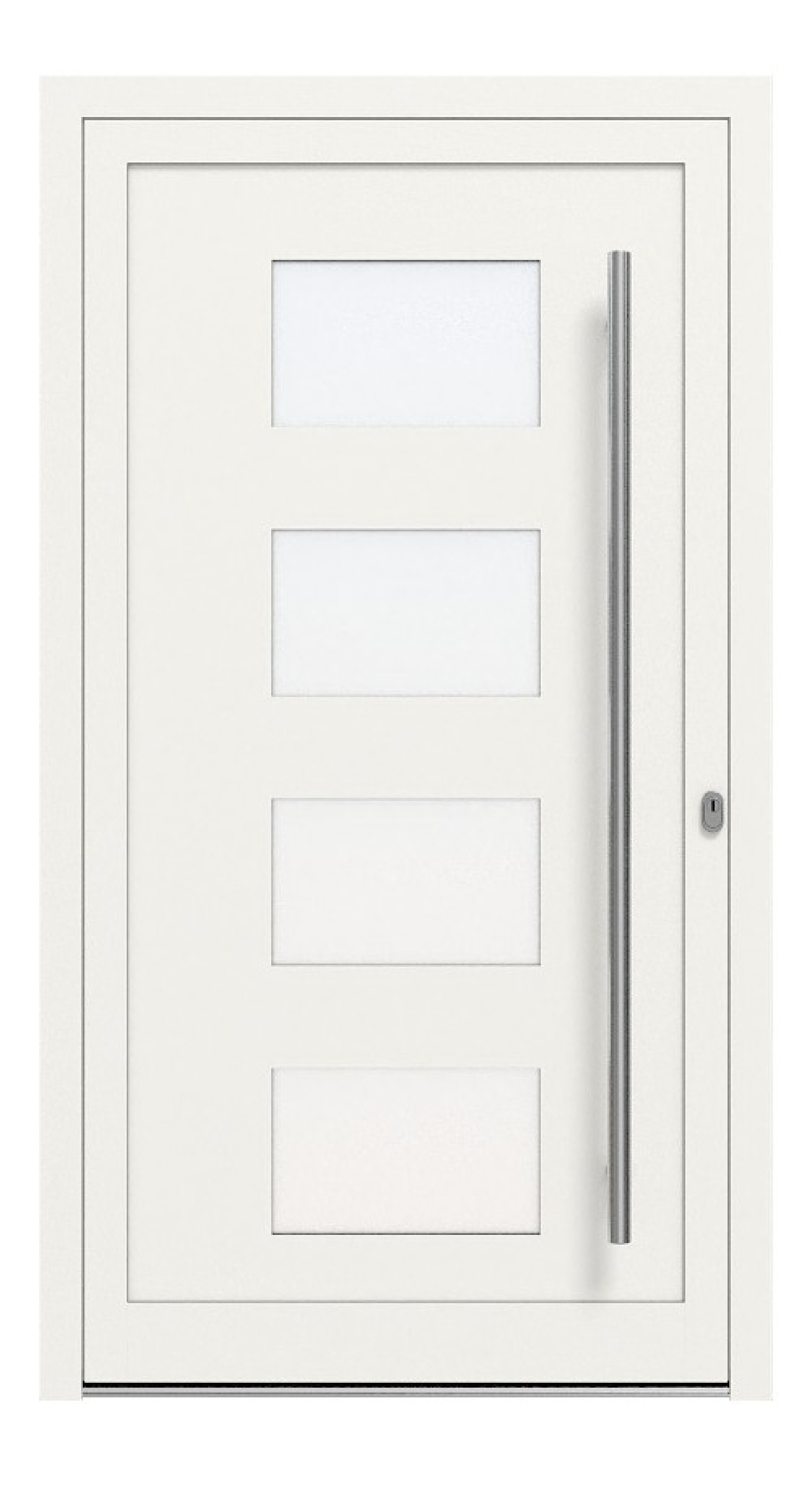Kneer Haustür Alu AT72 EF 115 RAL 9016-RAL 9016 Frontansicht außen