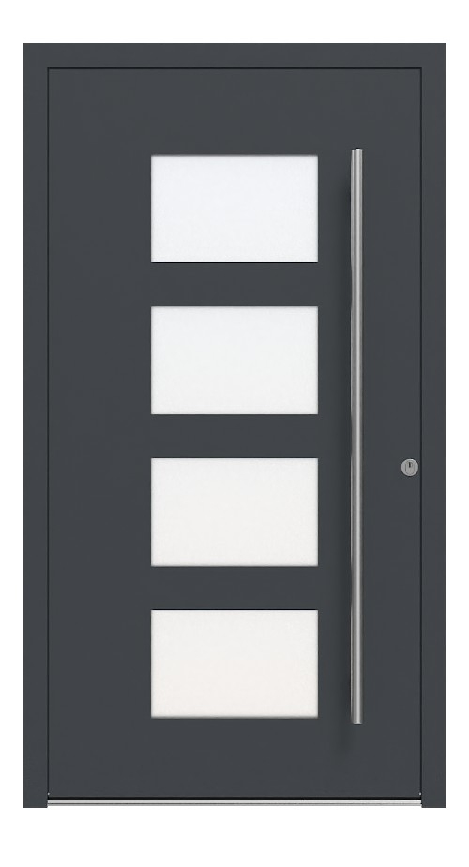 Kneer Haustür Alu AT72 1AF 702 RAL 7016-RAL 7016 Frontansicht außen