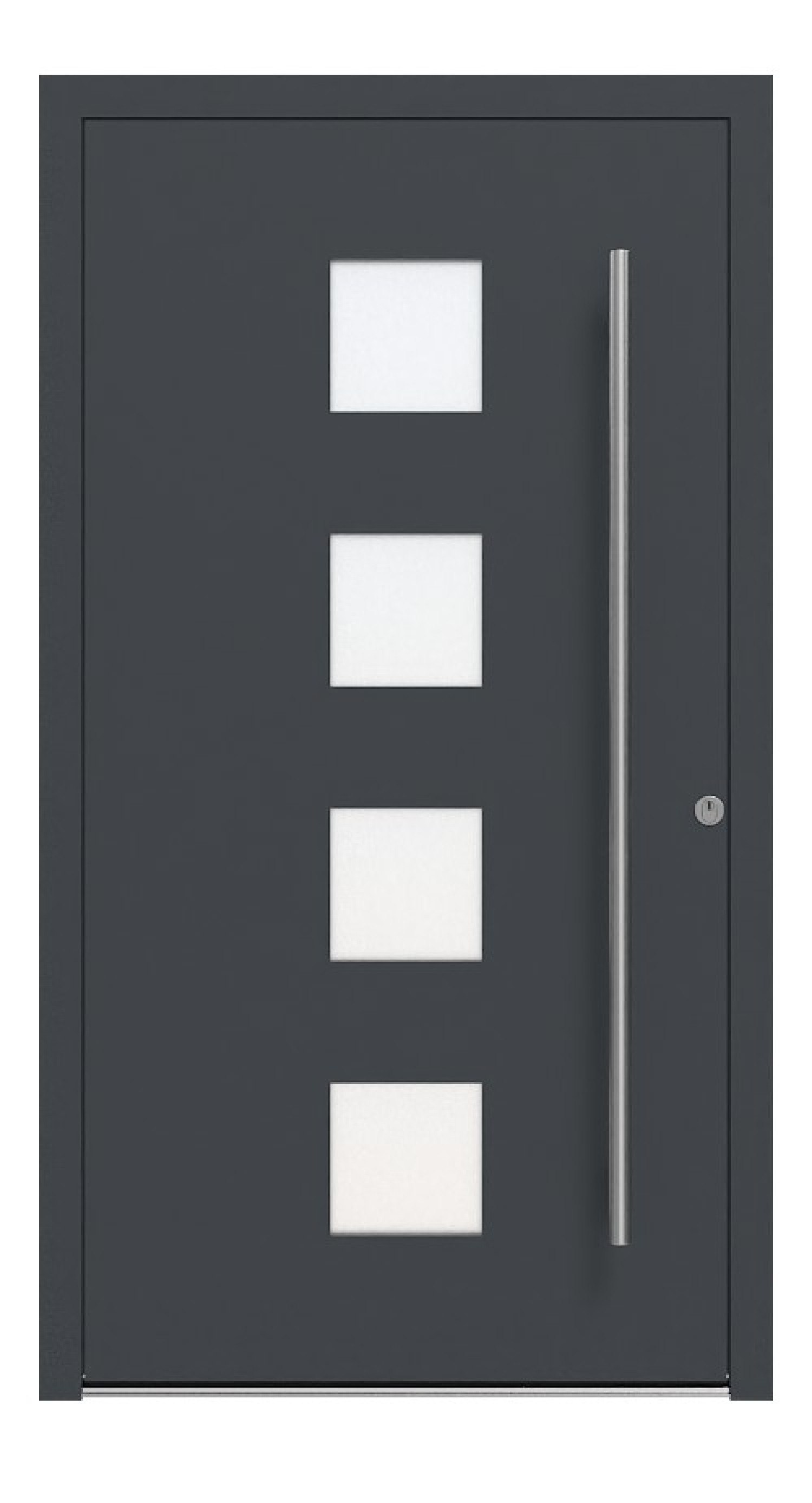 Kneer Haustür Alu AT72 1AF 706 RAL 7016-RAL 7016 Frontansicht außen