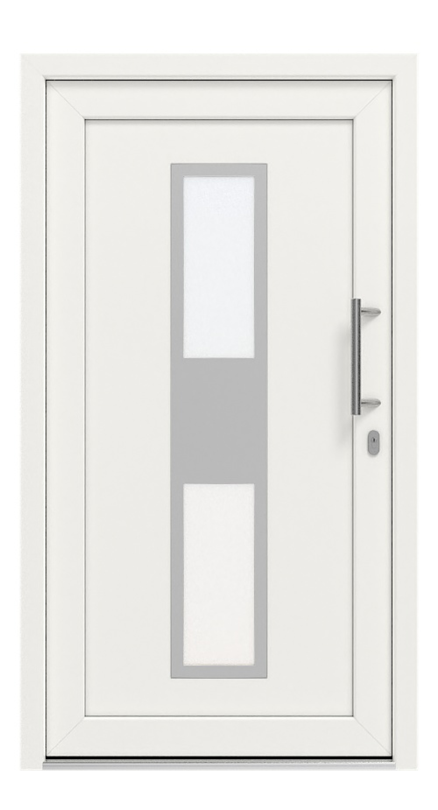 Interio Haustür Kunststoff 4-Sterne 1076 RAL 9016-RAL 9016 Frontansicht außen