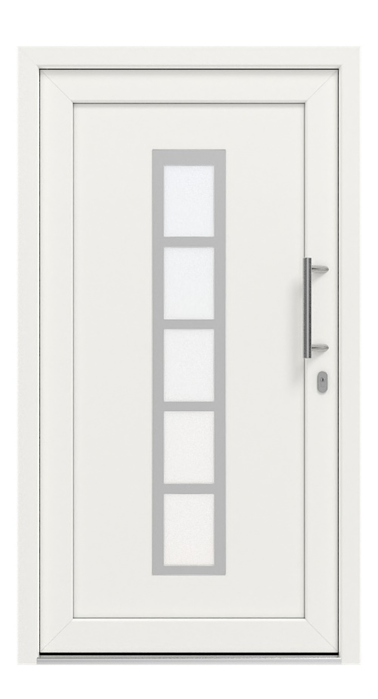 Interio Haustür Kunststoff 4-Sterne 1110 RAL 9016-RAL 9016 Frontansicht außen