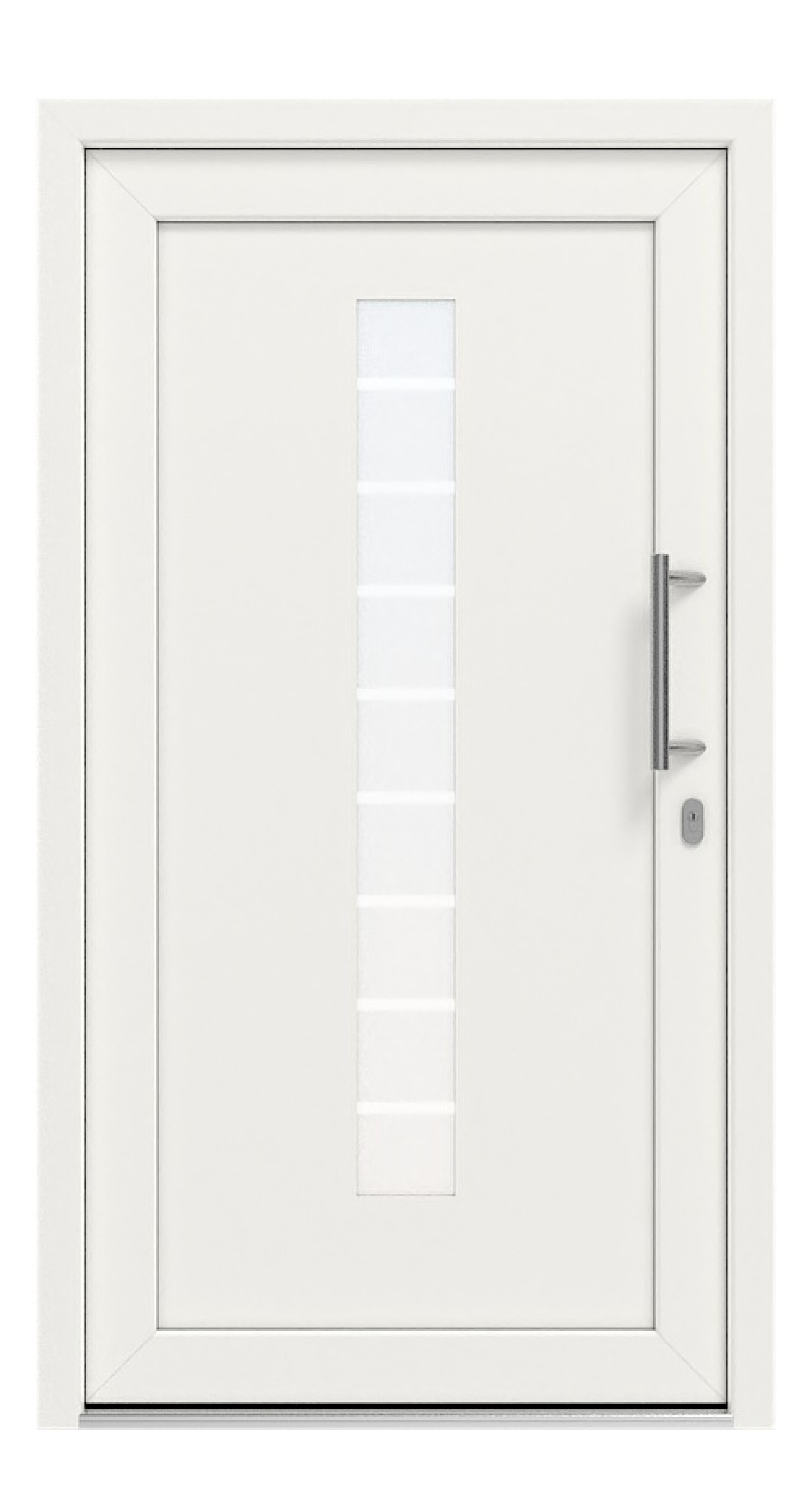 Interio Haustür Kunststoff 4-Sterne 1111 RAL 9016-RAL 9016 Frontansicht außen
