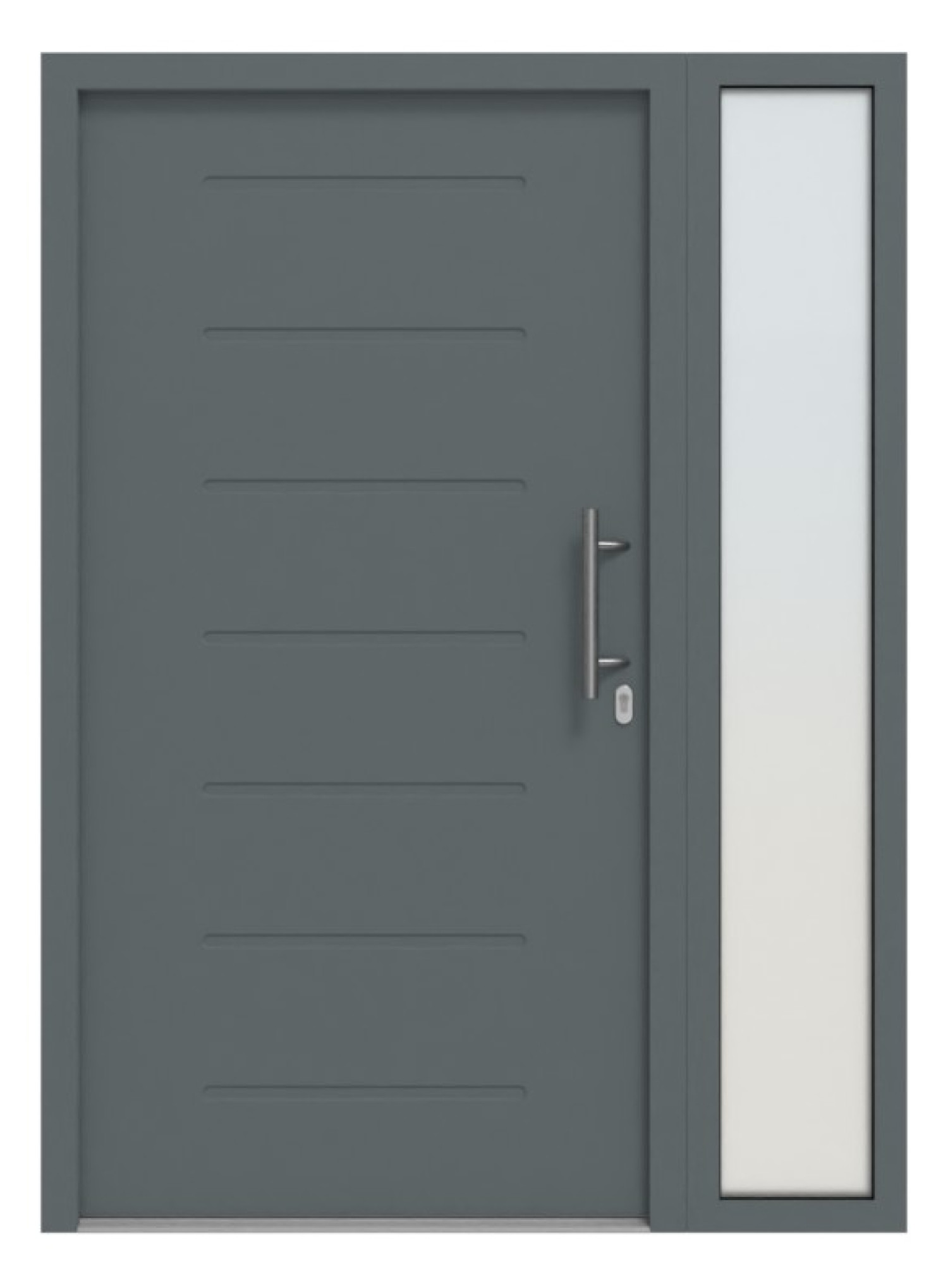 Hörmann Haustür Thermo46 015 mit Seitenteil RAL 7012-RAL 7012 Frontansicht außen