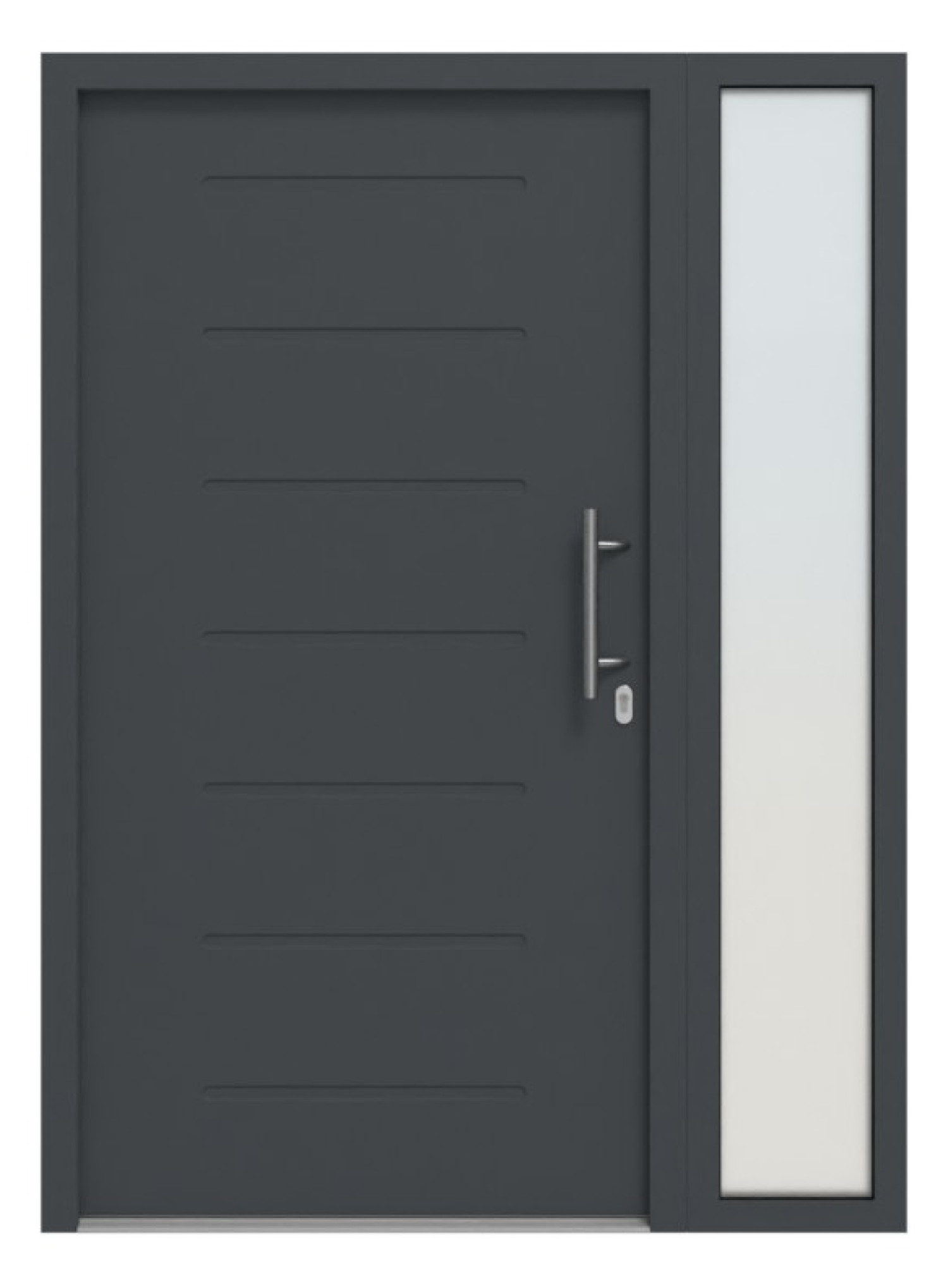 Hörmann Haustür Thermo46 015 mit Seitenteil RAL 7016-RAL 7016 Frontansicht außen