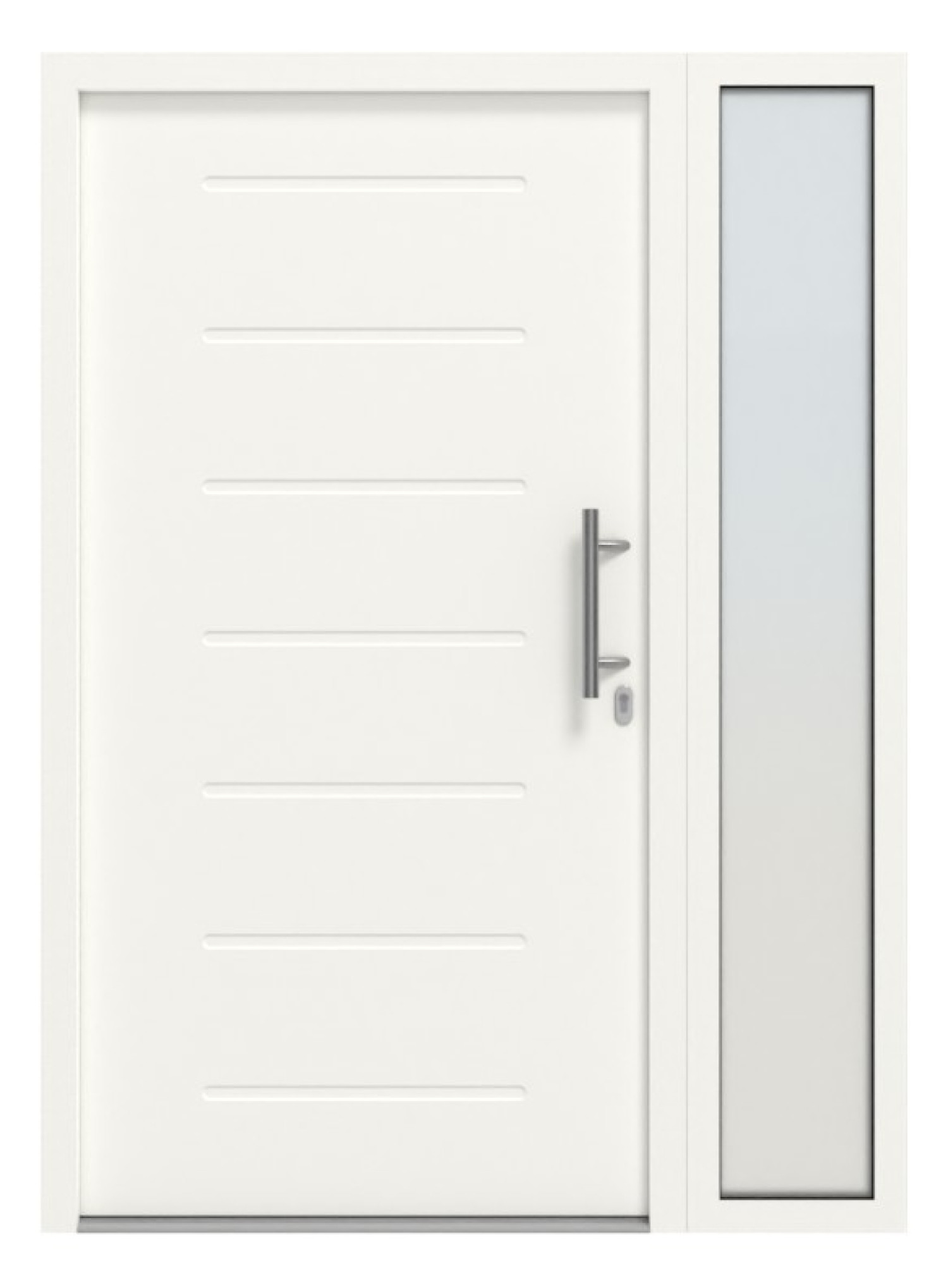 Hörmann Haustür Thermo46 015 mit Seitenteil RAL 9016-RAL 9016 Frontansicht außen