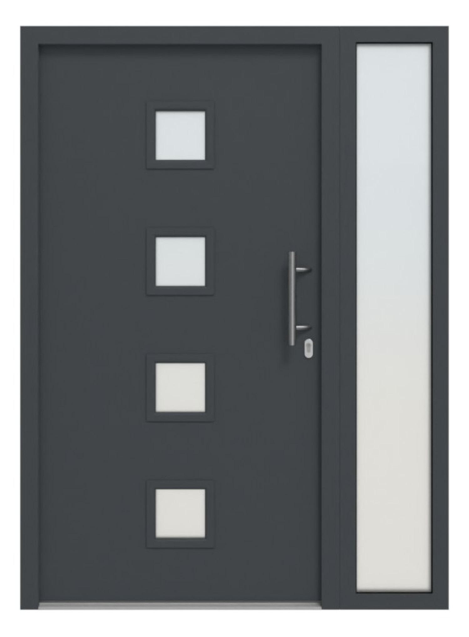 Hörmann Haustür Thermo46 030 mit Seitenteil RAL 7016-RAL 7016 Frontansicht außen