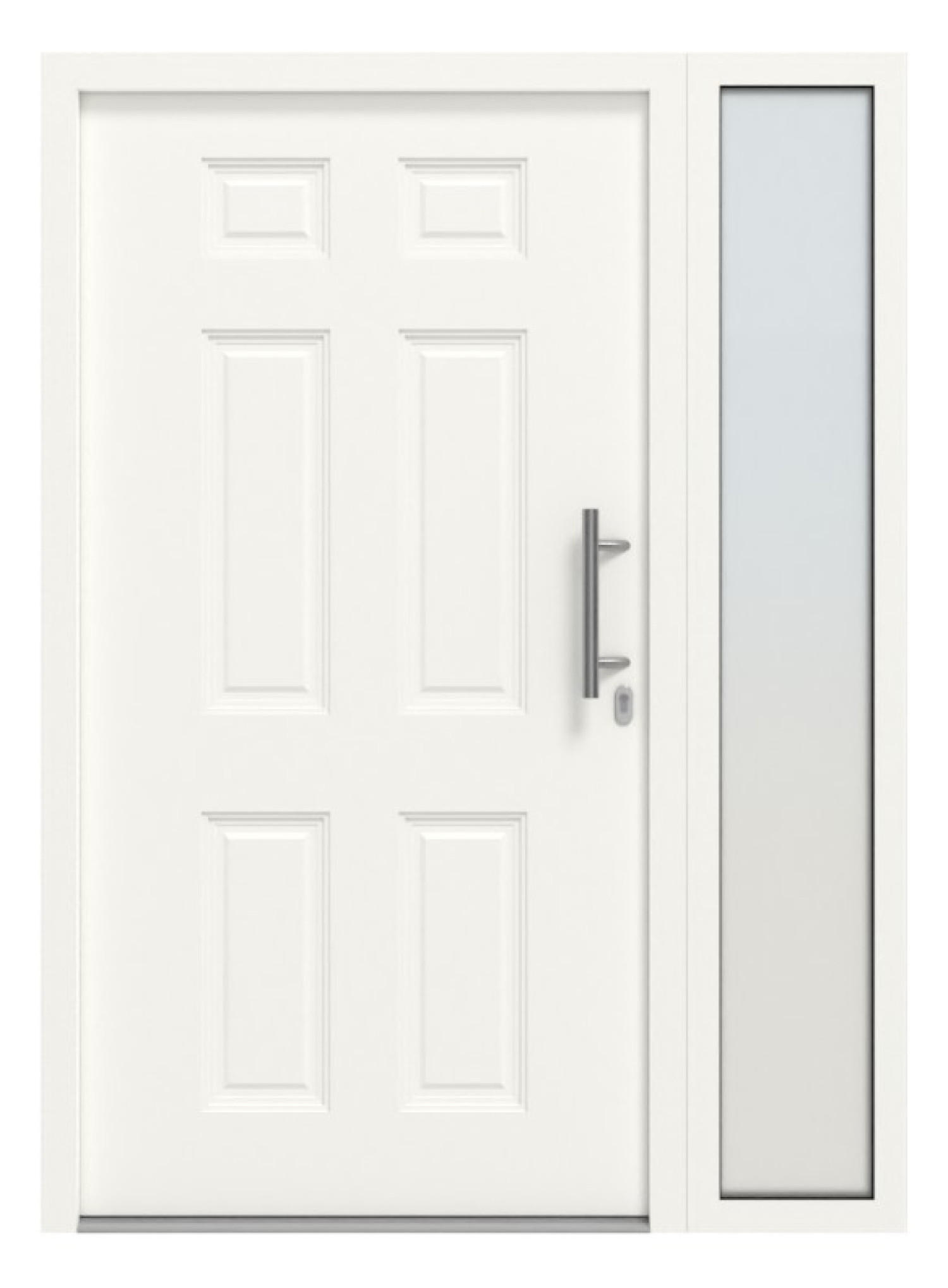 Hörmann Haustür Thermo46 100 mit Seitenteil RAL 9016-RAL 9016 Frontansicht außen