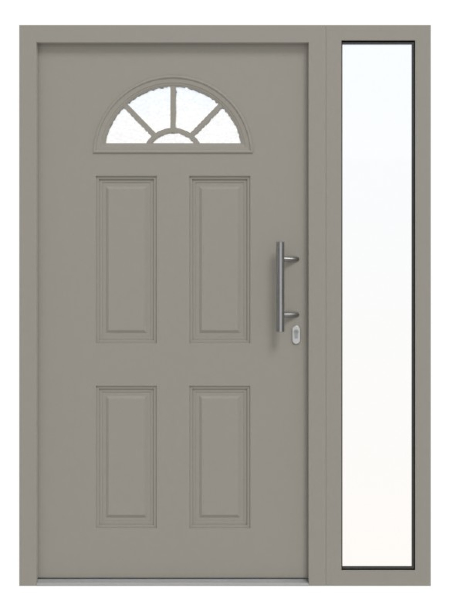 Hörmann Haustür Thermo46 200 mit Seitenteil RAL 7030-RAL 7030 Frontansicht außen