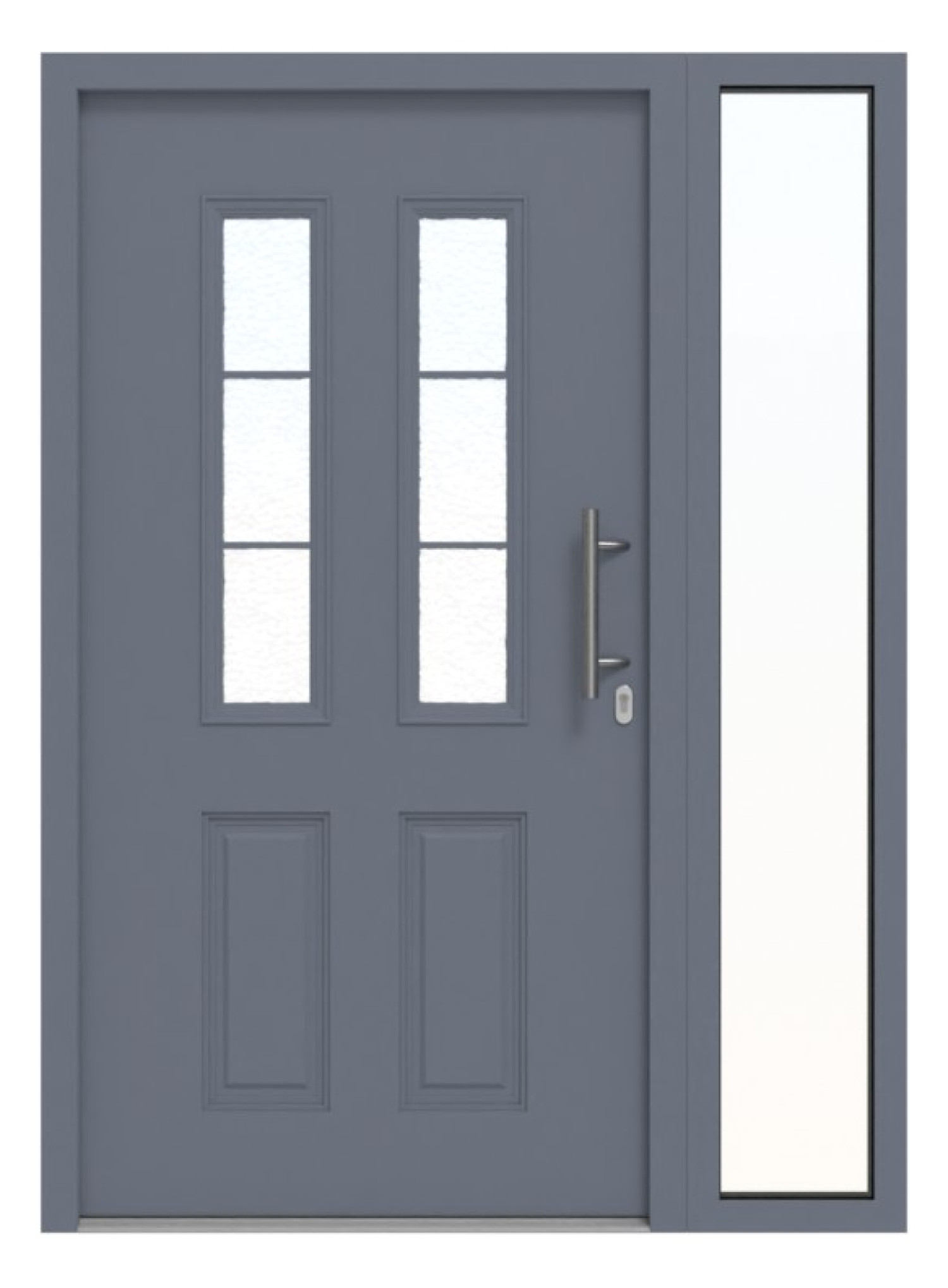 Hörmann Haustür Thermo46 400 mit Seitenteil RAL 5014-RAL 5014 Frontansicht außen