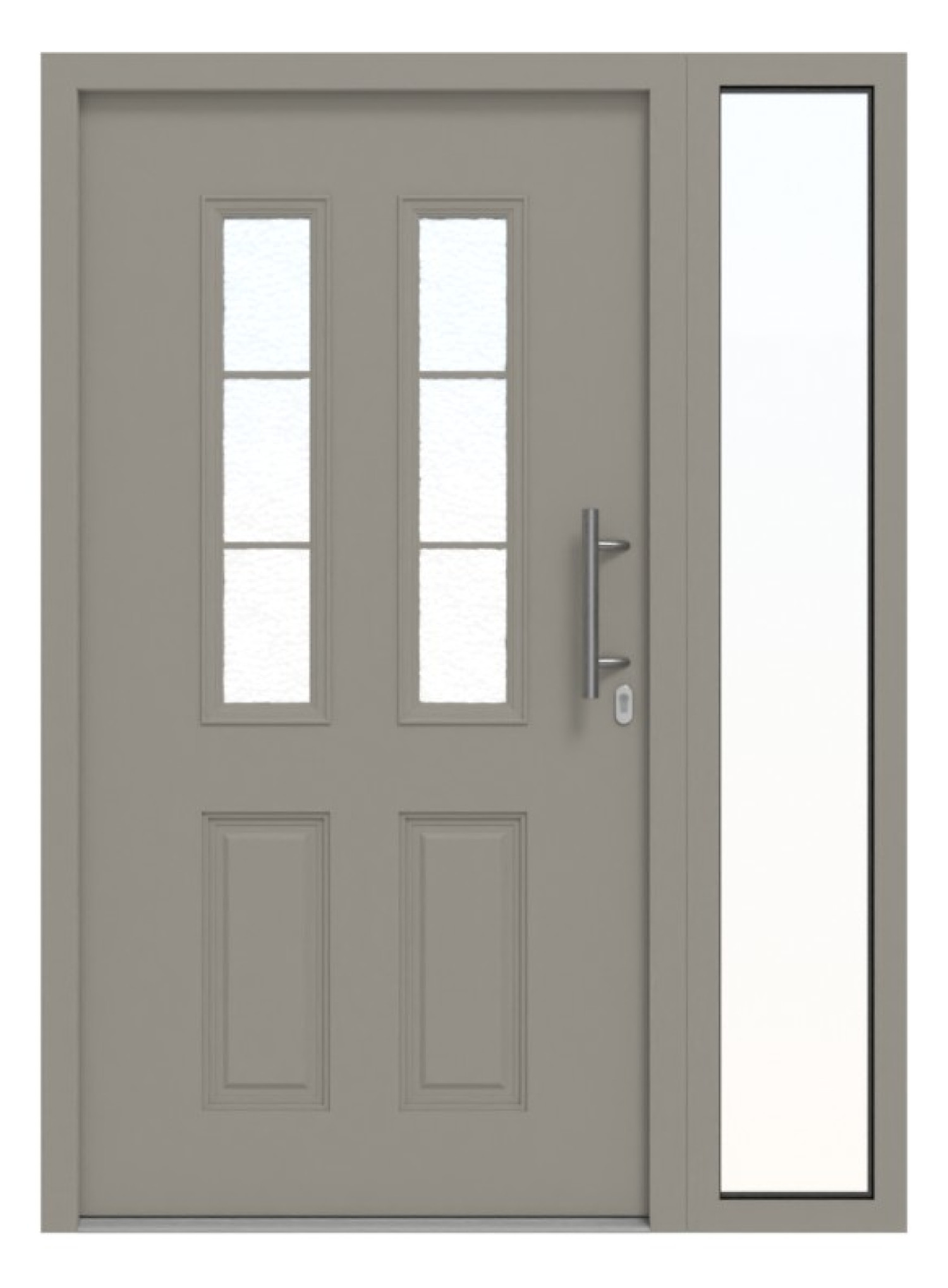 Hörmann Haustür Thermo46 400 mit Seitenteil RAL 7030-RAL 7030 Frontansicht außen