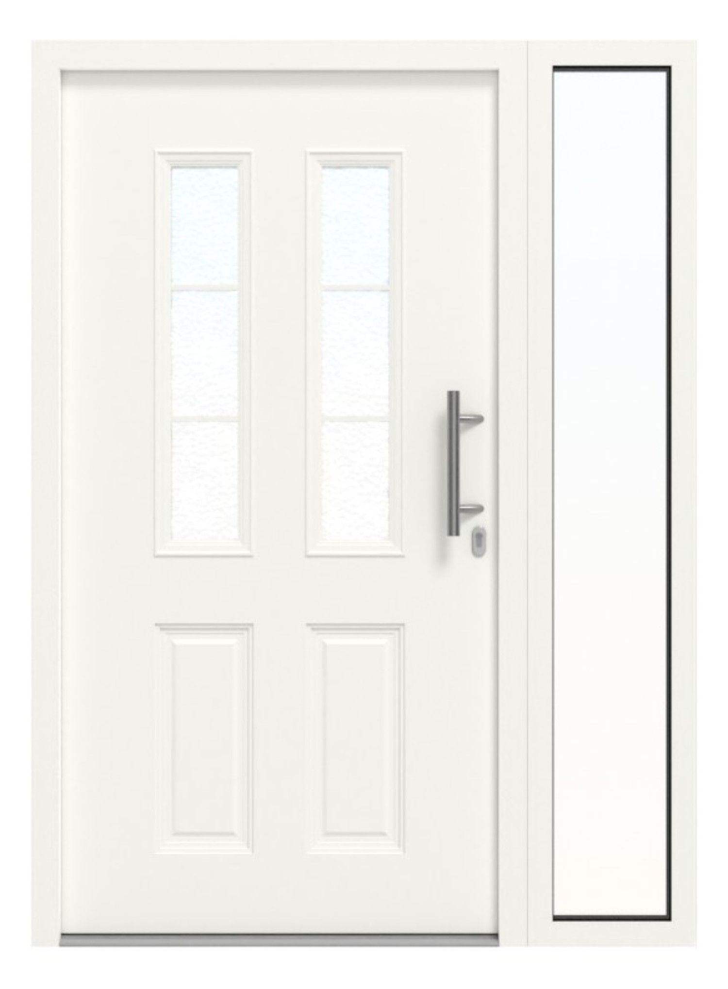 Hörmann Haustür Thermo46 400 mit Seitenteil RAL 9016-RAL 9016 Frontansicht außen