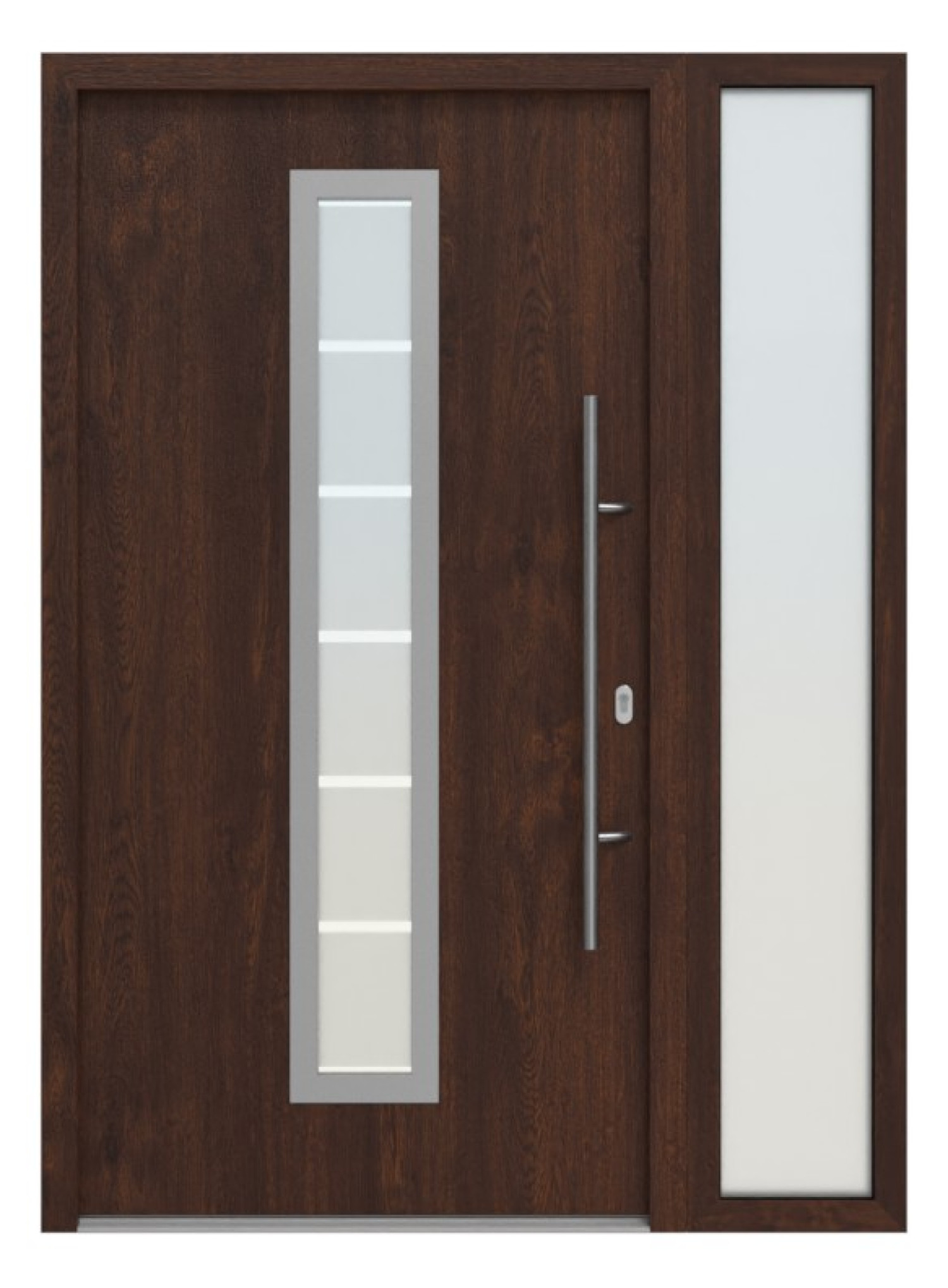 Hörmann Haustür Thermo46 700 mit Seitenteil Dark Oak-Dark Oak Frontansicht außen