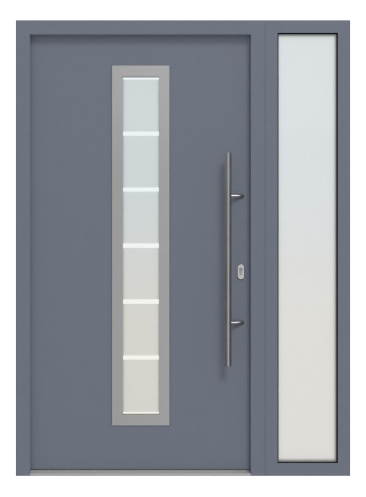 Hörmann Haustür Thermo46 700 mit Seitenteil RAL 5014-RAL 5014 Frontansicht außen