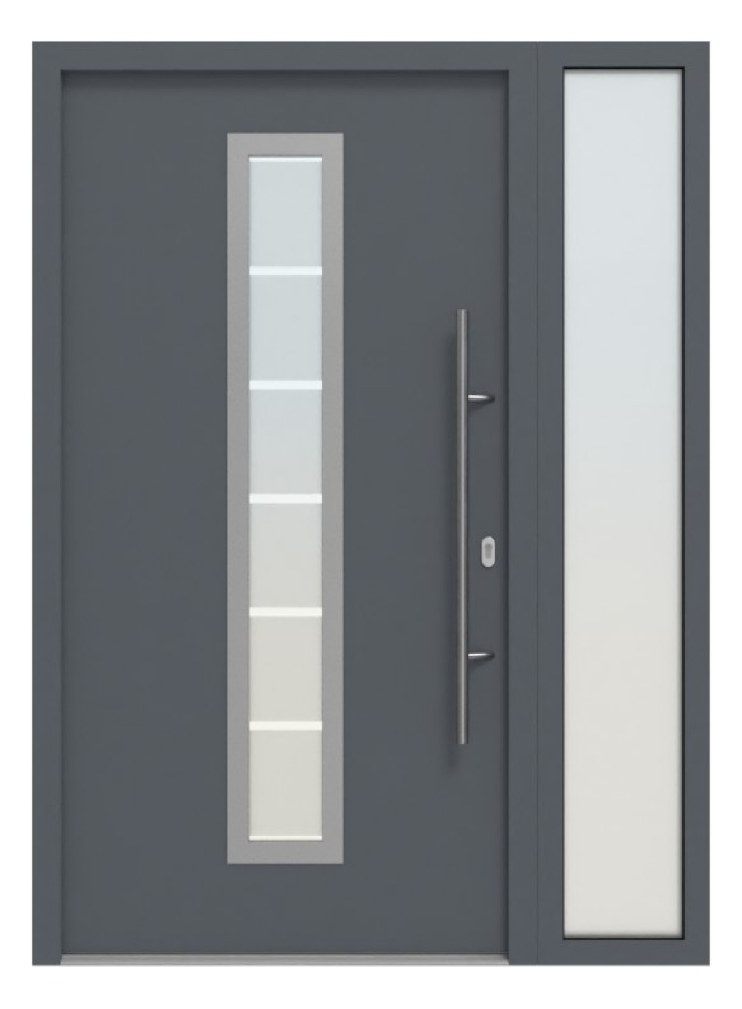 Hörmann Haustür Thermo46 700 mit Seitenteil RAL 7015-RAL 7015 Frontansicht außen
