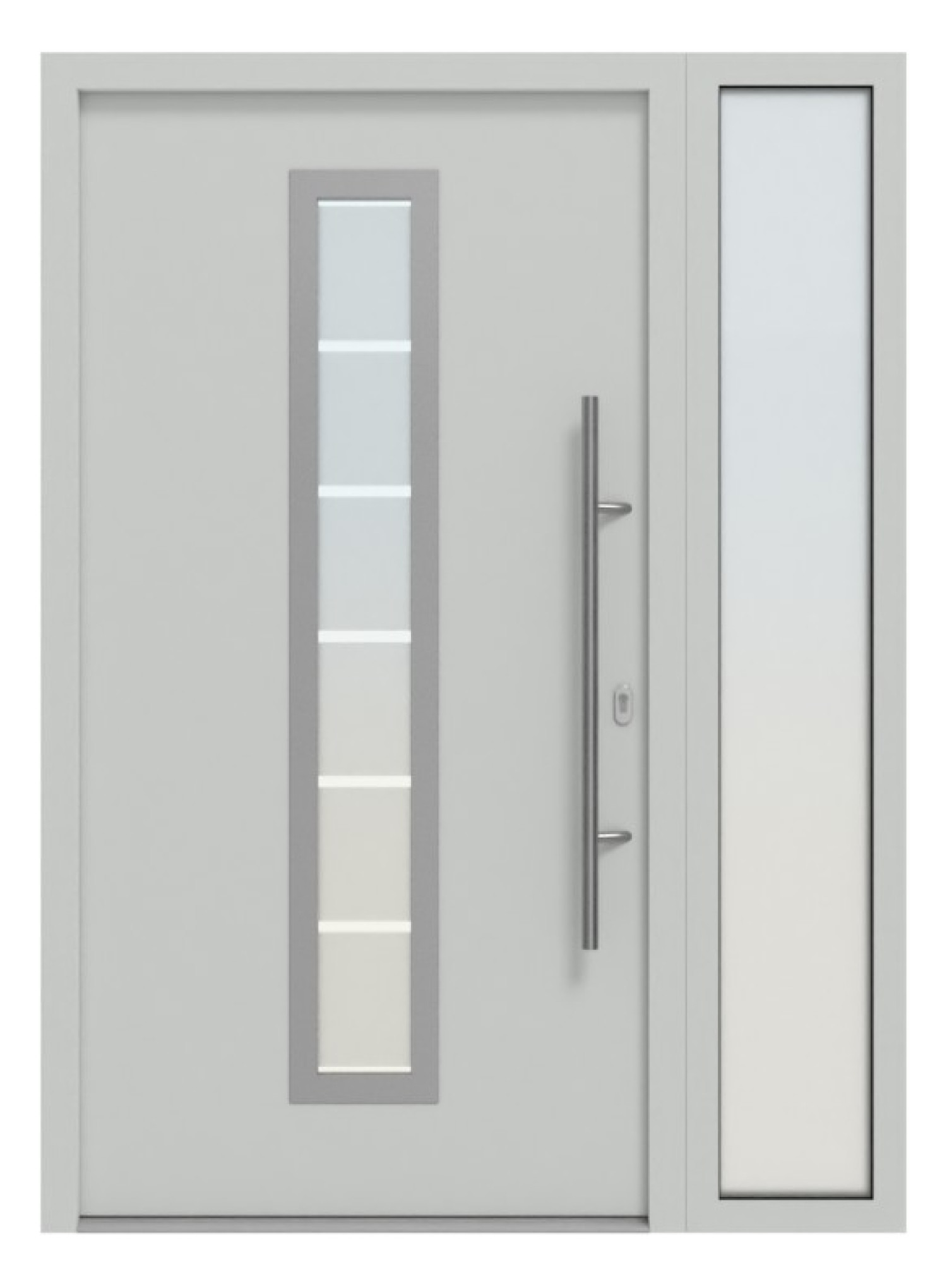 Hörmann Haustür Thermo46 700 mit Seitenteil RAL 7035-RAL 7035 Frontansicht außen