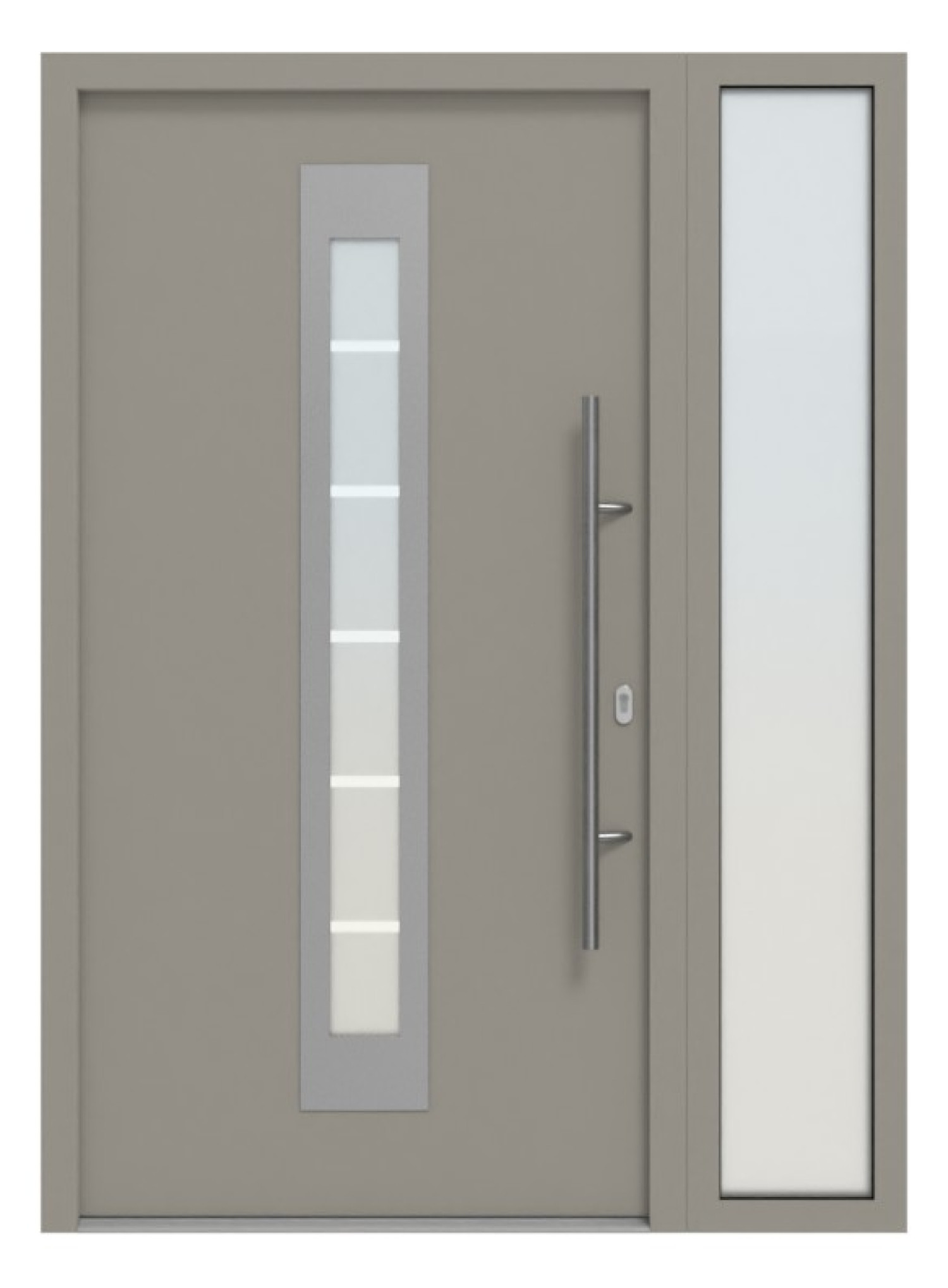 Hörmann Haustür Thermo46 750 mit Seitenteil RAL 7030-RAL 7030 Frontansicht außen