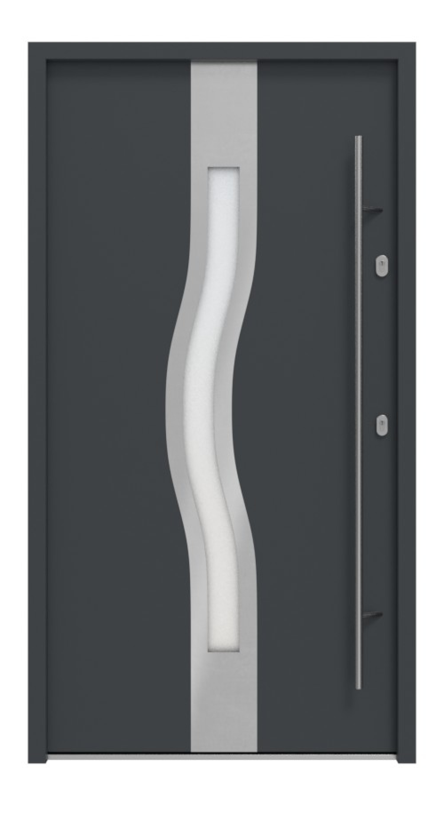 Haustür System S68 2ZA Olimpia RAL 7016-RAL 7016 Frontansicht außen