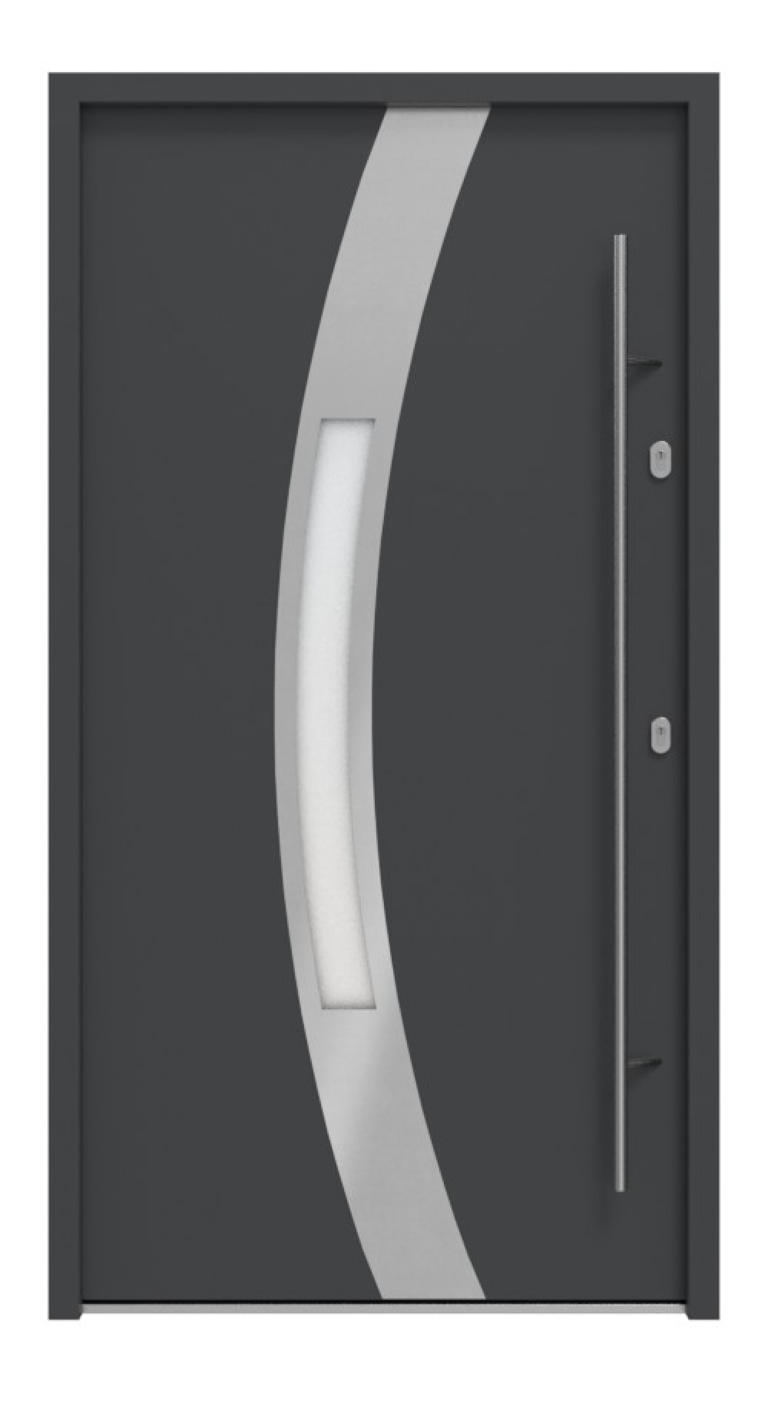 Haustür System S68 2ZA Idalia RAL 7021-RAL 7021 Frontansicht außen