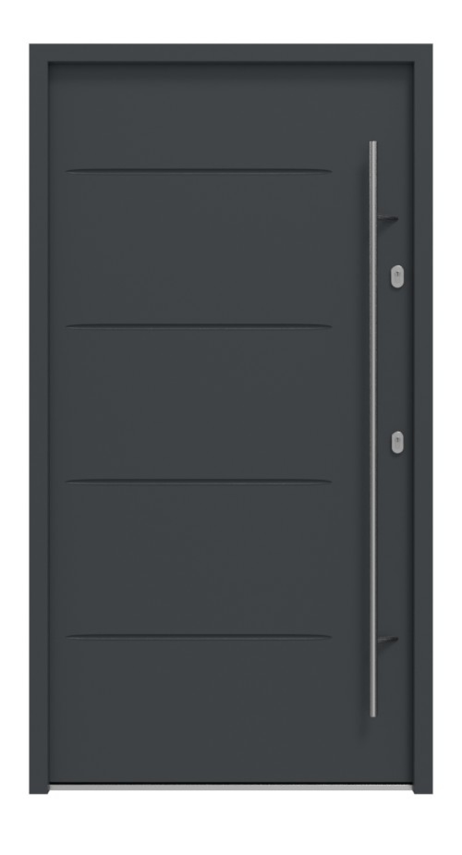 Haustür System S68 2ZA Tytan RAL 7016-RAL 7016 Frontansicht außen