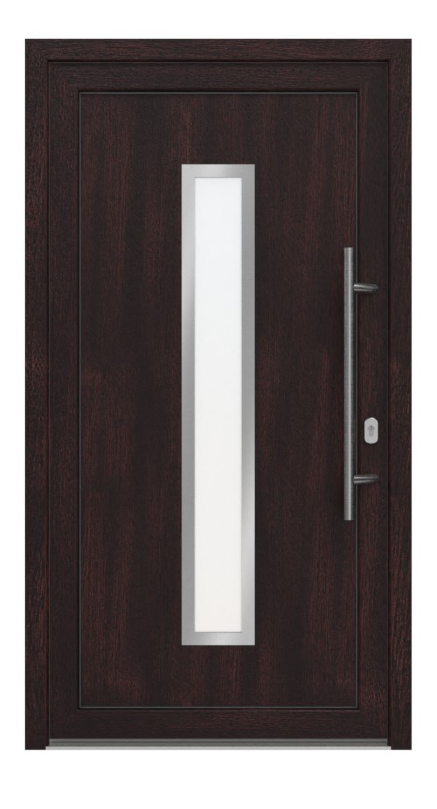 Haustür Kunststoff Premium F003 Mahagoni-RAL 9016 Frontansicht außen