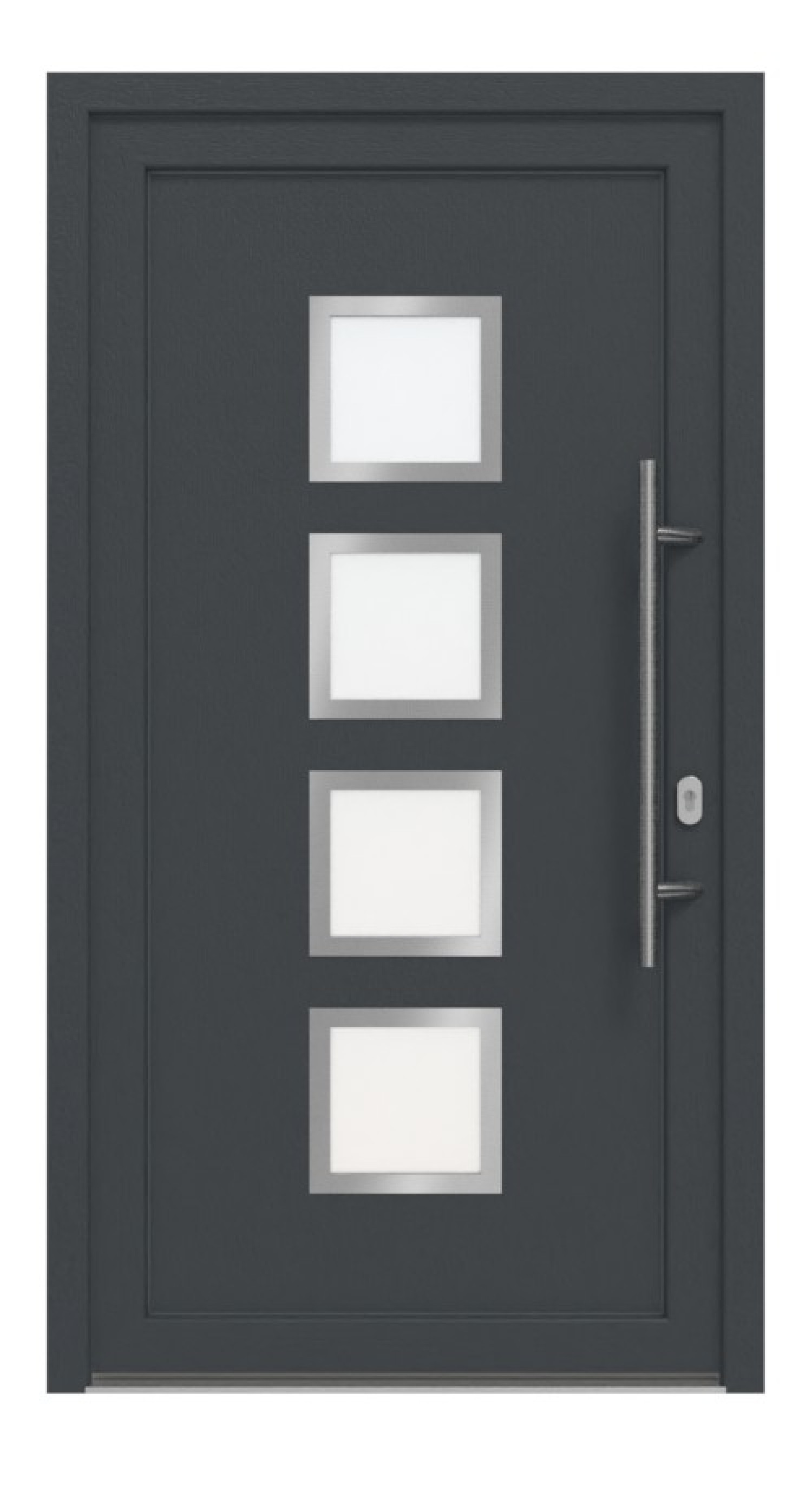 Haustür Kunststoff Premium F008 RAL 7016-RAL 9016 Frontansicht außen