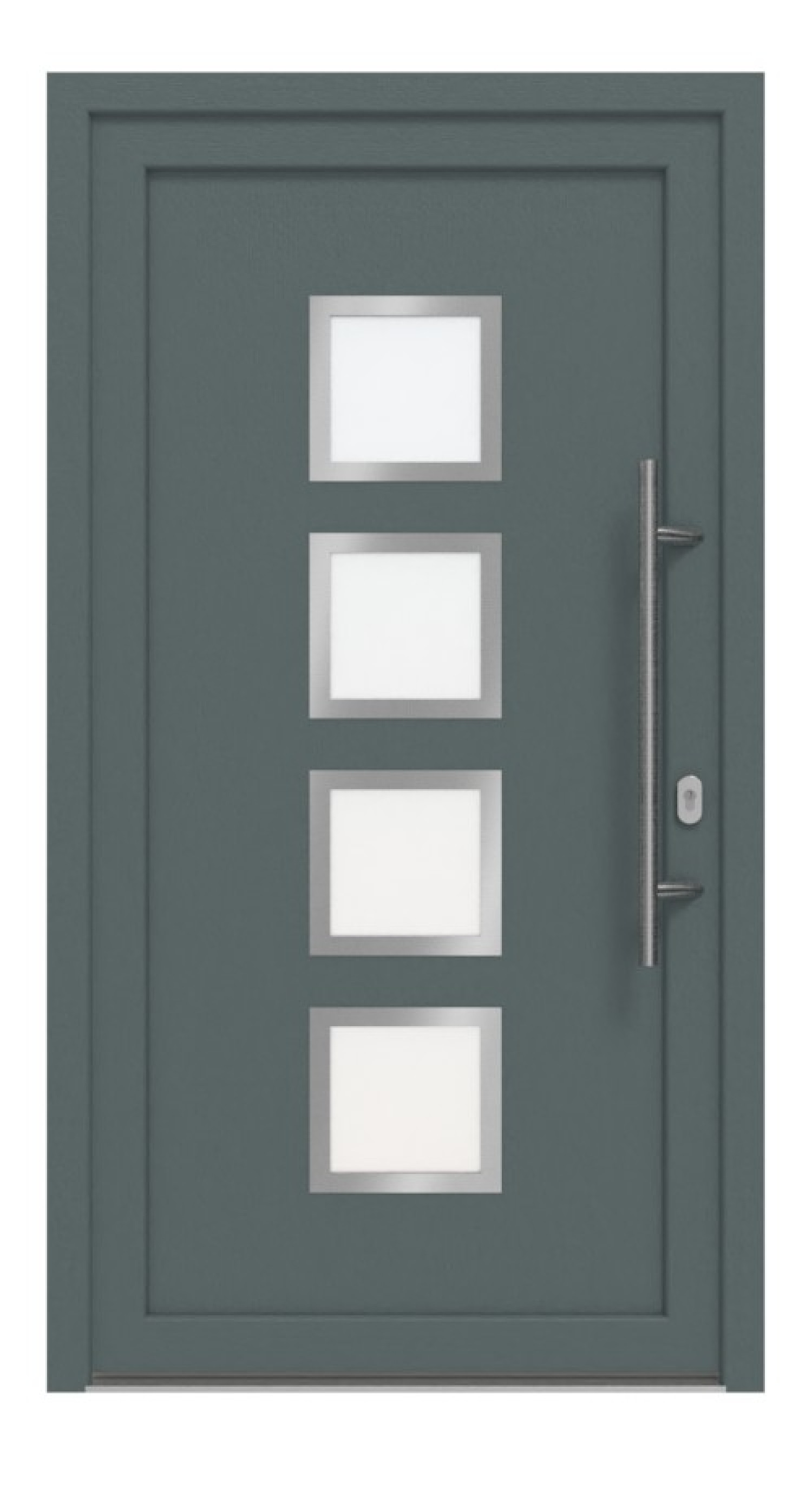 Haustür Kunststoff Premium F008 Quarz Grau-RAL 9016 Frontansicht außen