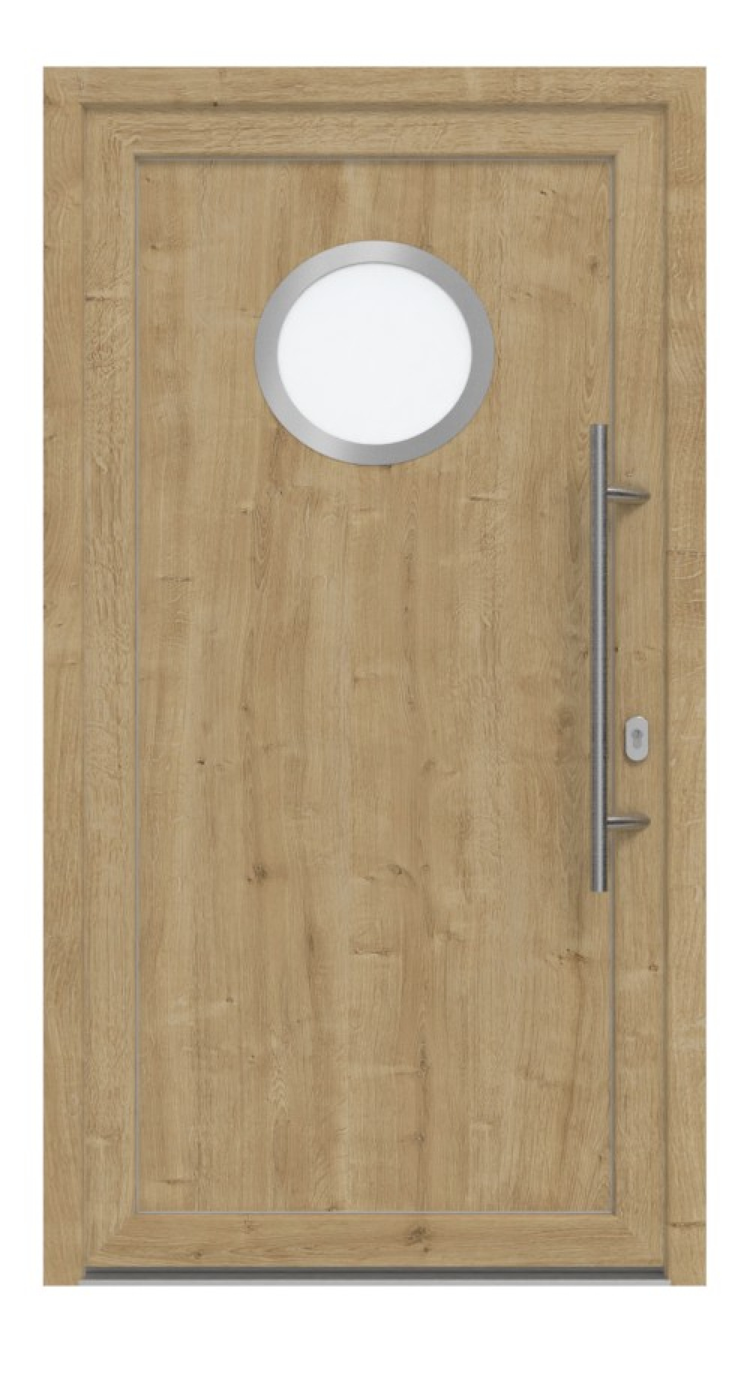 Haustür Kunststoff Premium F011 Polish Pine-RAL 9016 Frontansicht außen