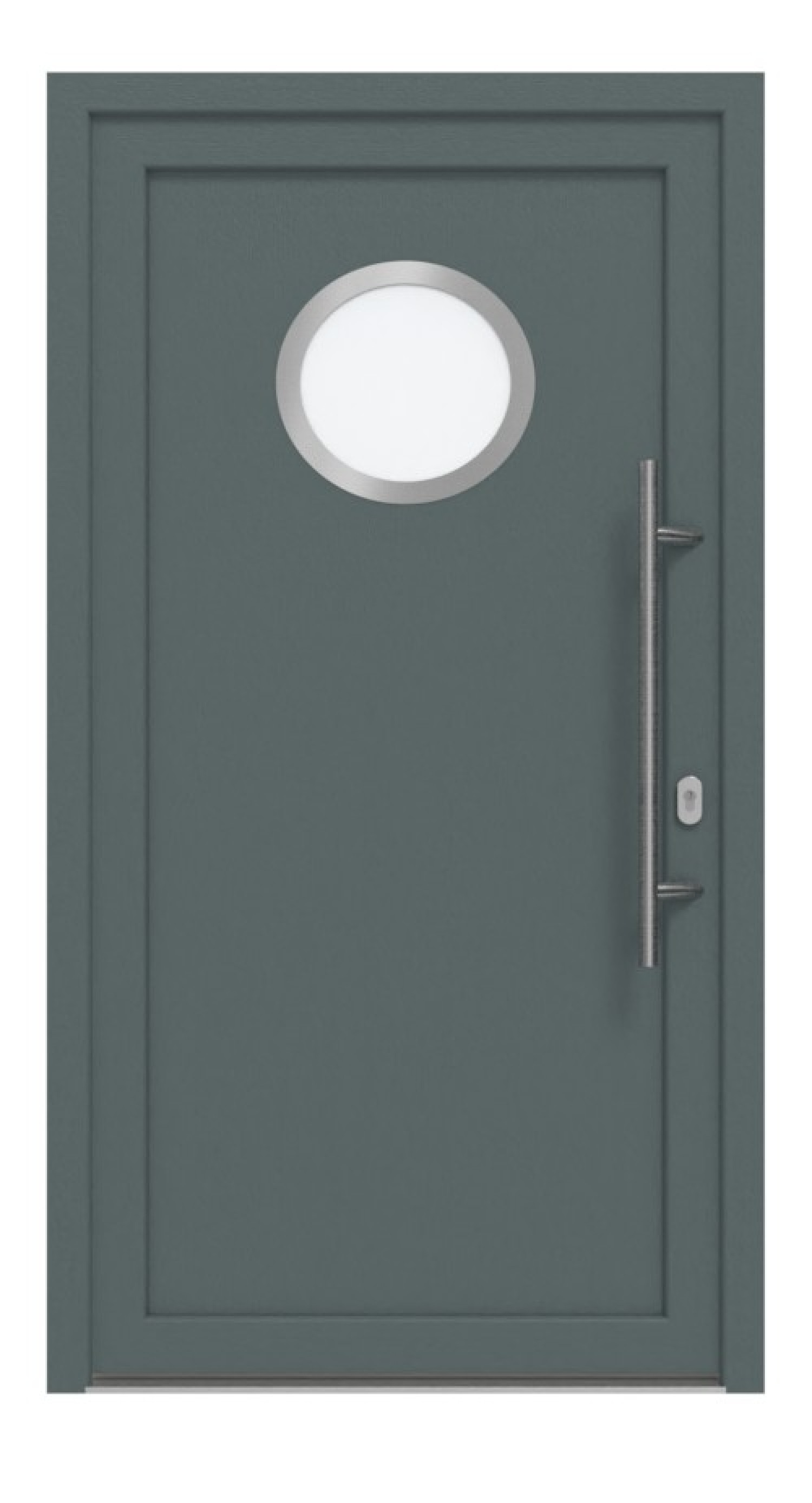 Haustür Kunststoff Premium F011 Quarz Grau-RAL 9016 Frontansicht außen